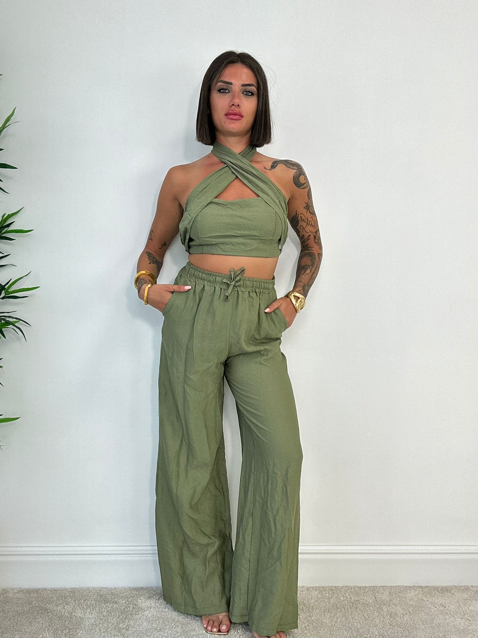 Coordinato Tenerife (Top + Pantalone) Verde Scuro