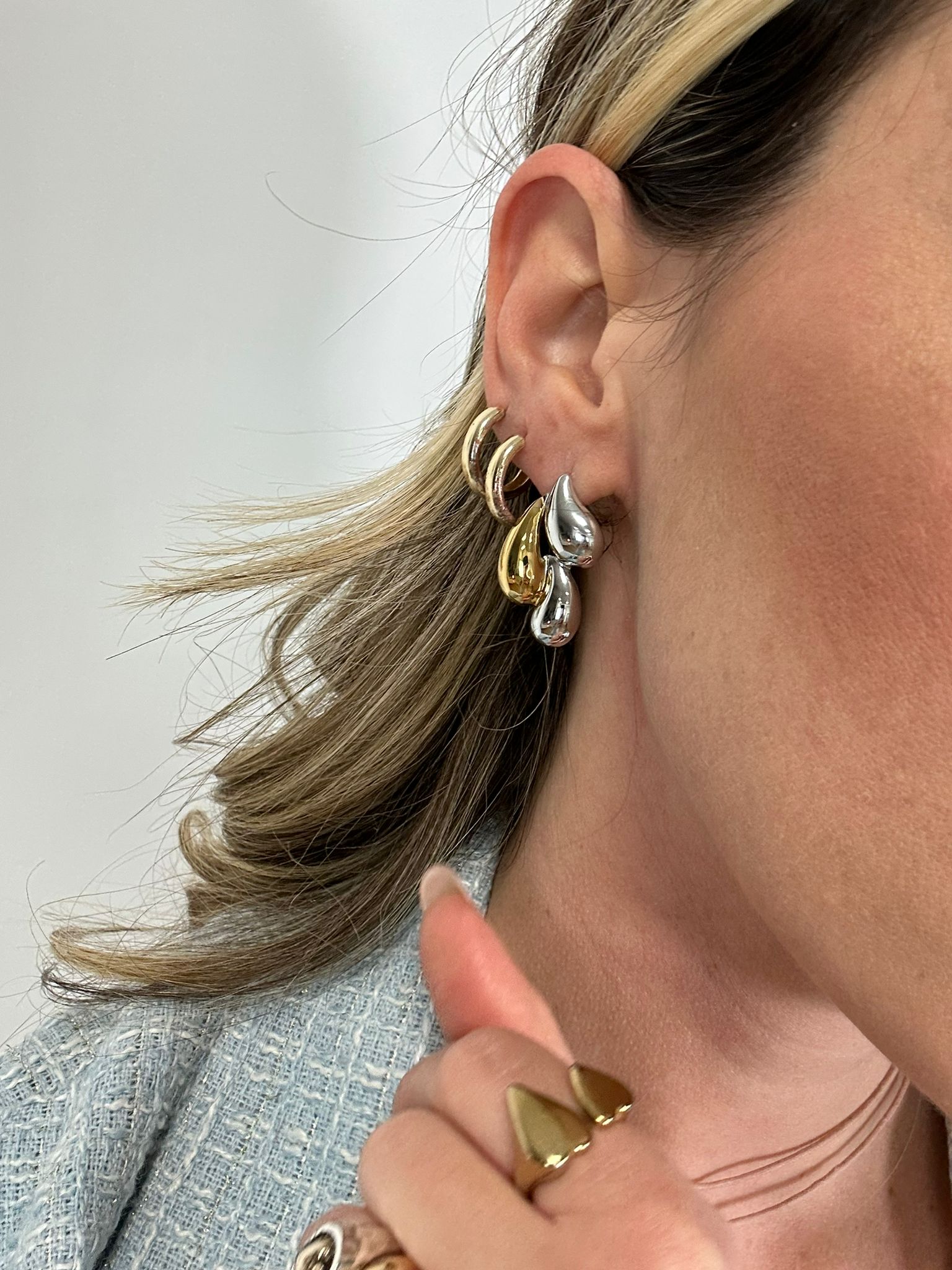 Orecchini a tre gocce - Oro e Argento