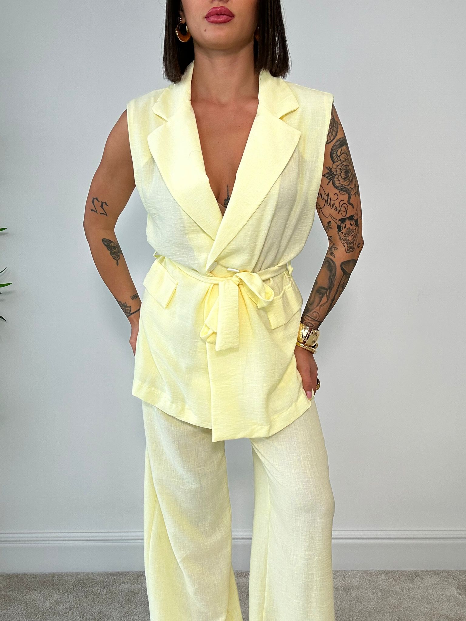 Coordinato Kyoto (Blazer Smanicato + Pantalone) Giallo