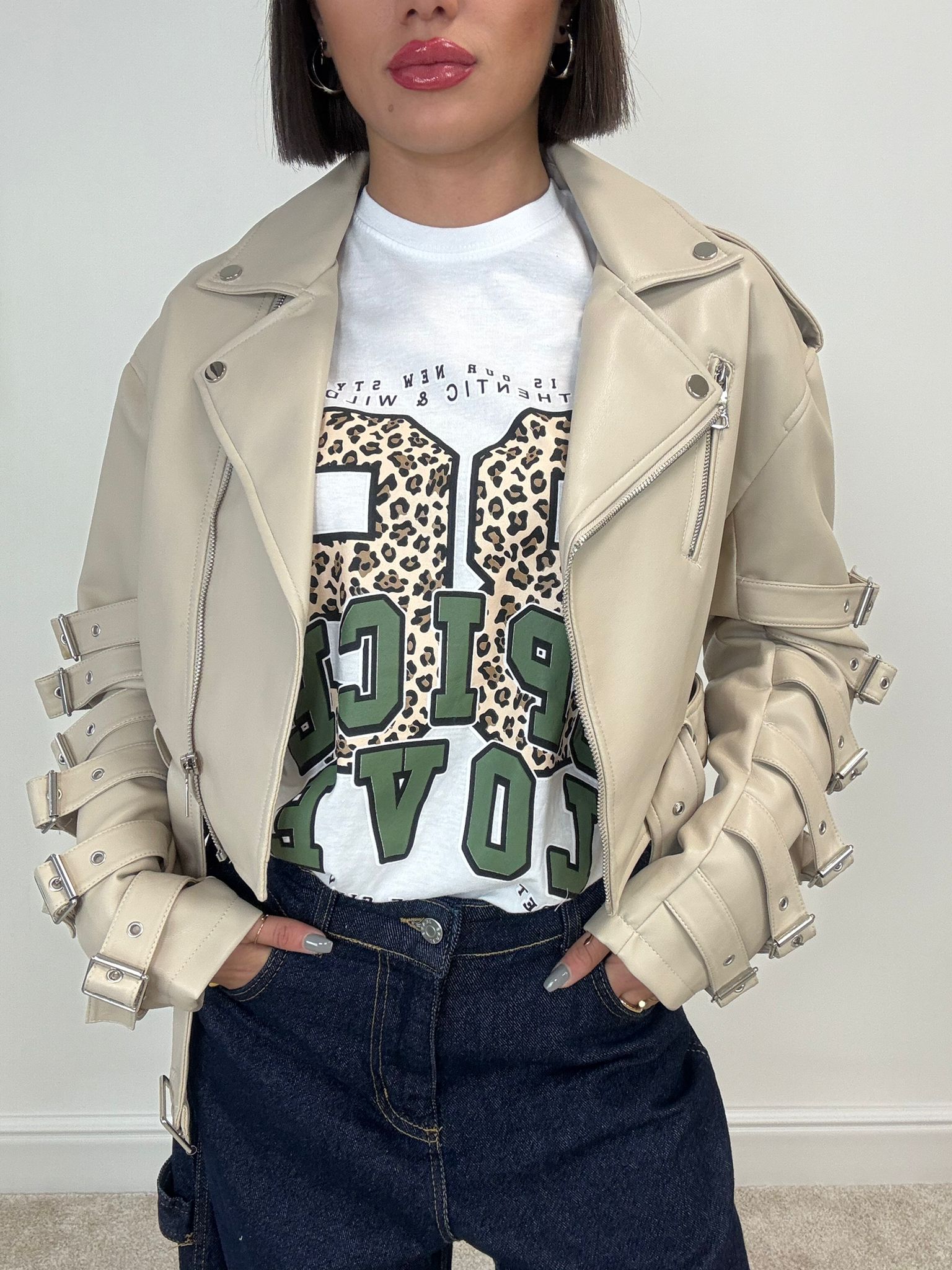 Kunstlederjacke - Creme