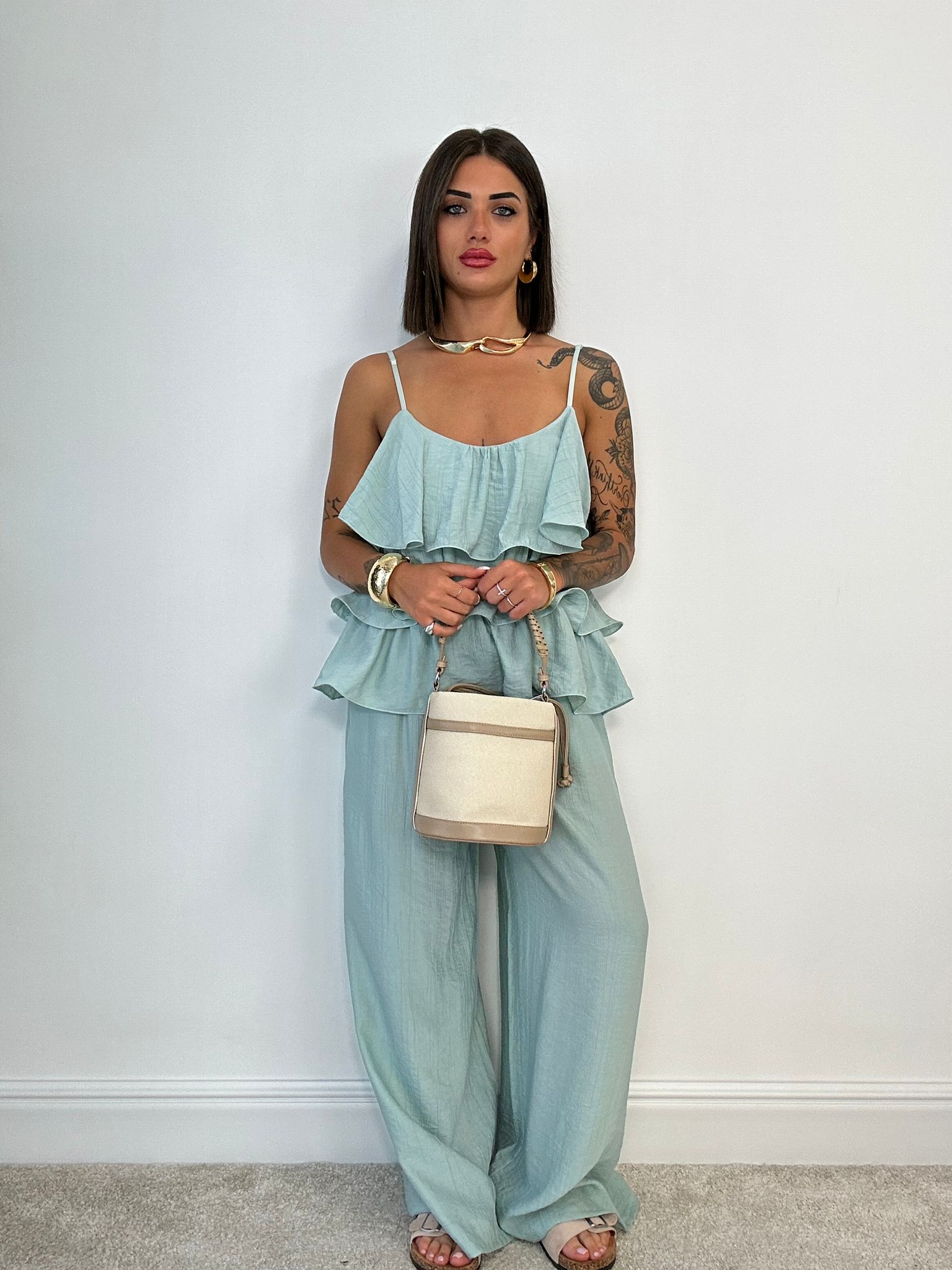 Coordinato Portofino (Top + Pantalone) Verde Acqua