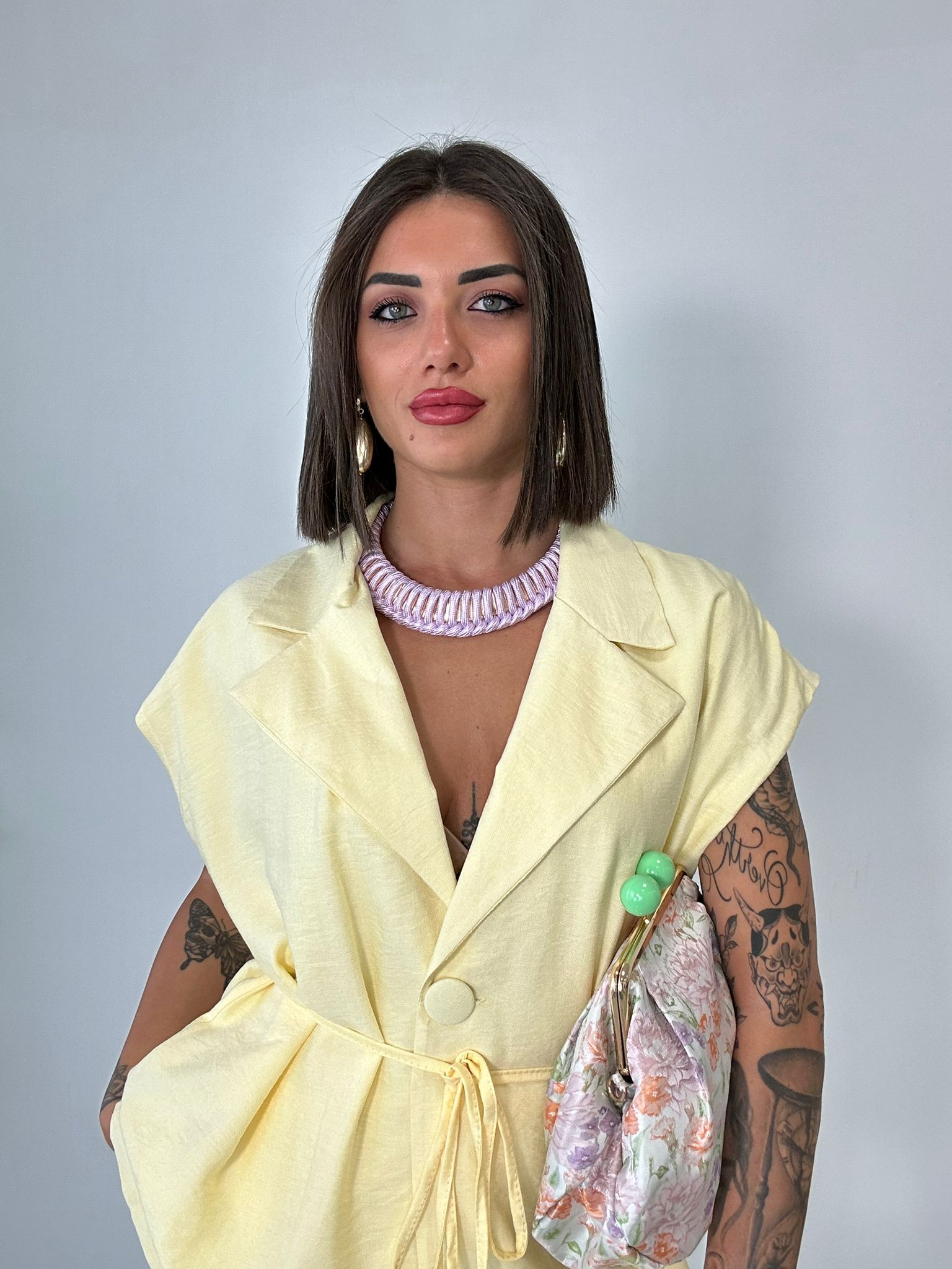 Coordinato Bahamas (Giacca Smanicata + Pantalone) Giallo