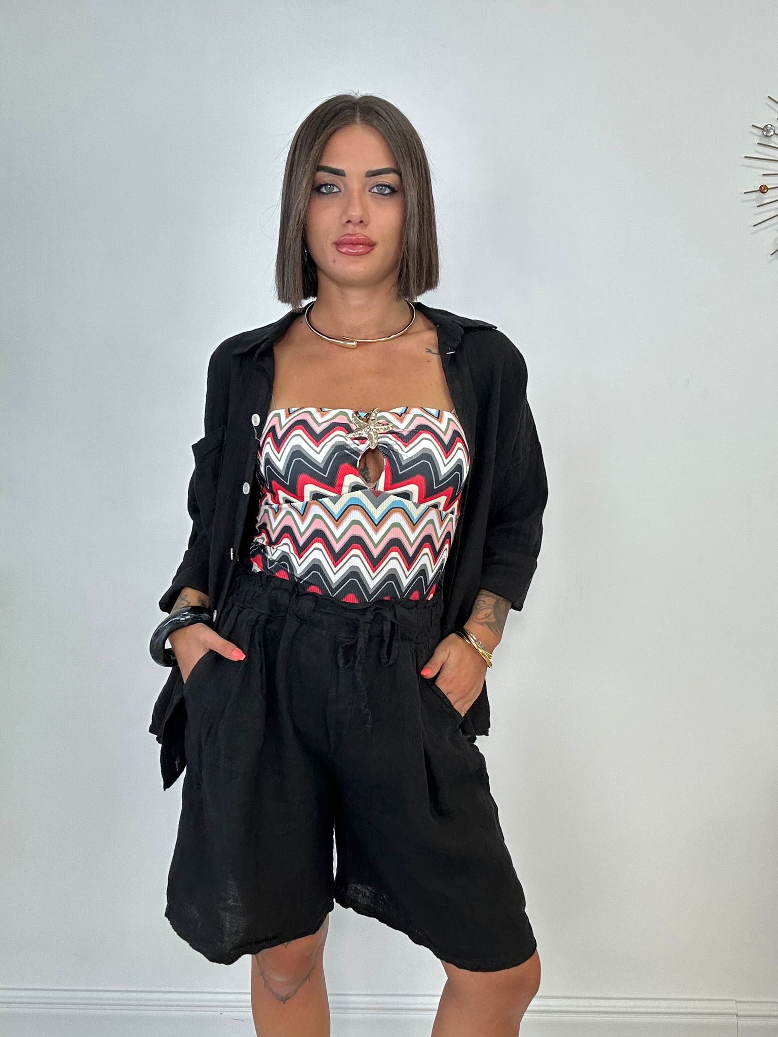 Camicia in Lino - Nero