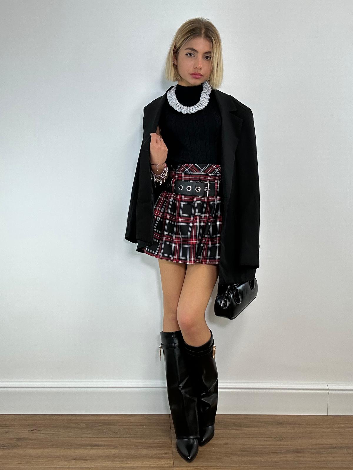 Gonna Tartan G-60121 - Nero e Bordeaux