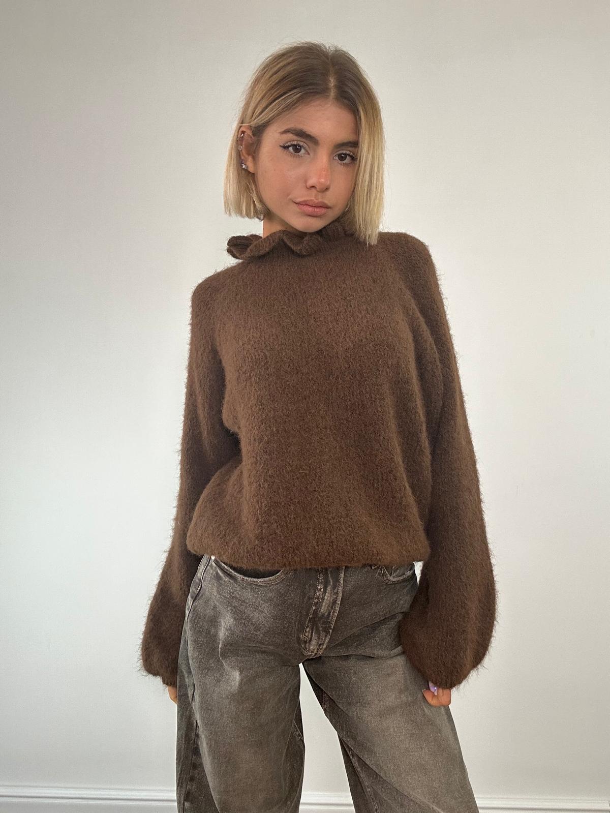 Maglione collo arricciato 3039 - Marrone