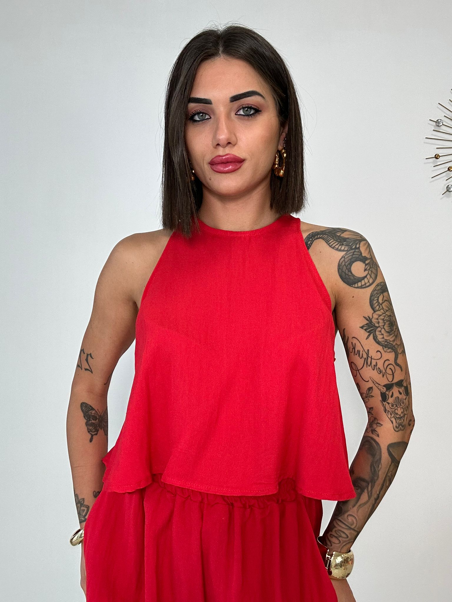 Coordinato Ludovica (Top + Pantaloncino) Rosso