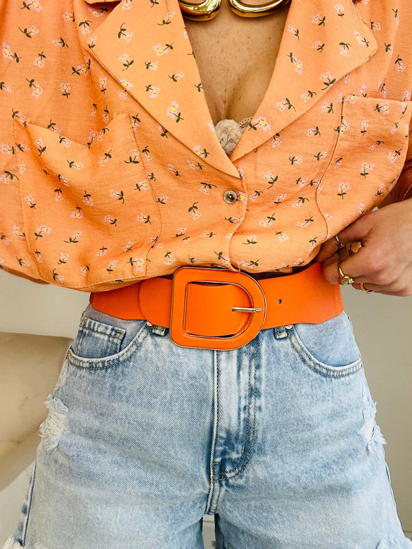 Cintura con elastico fibbia larga -  Arancione