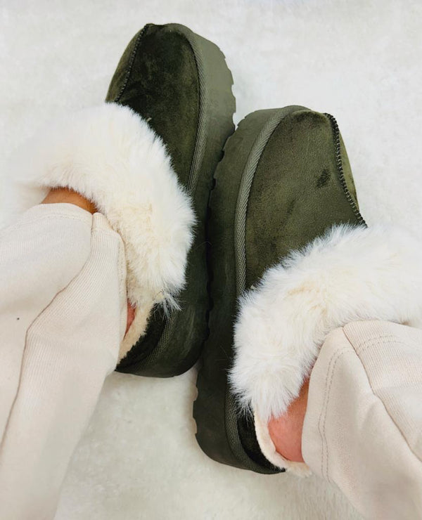 Slippers con ecopelliccia - Army Green - SC57