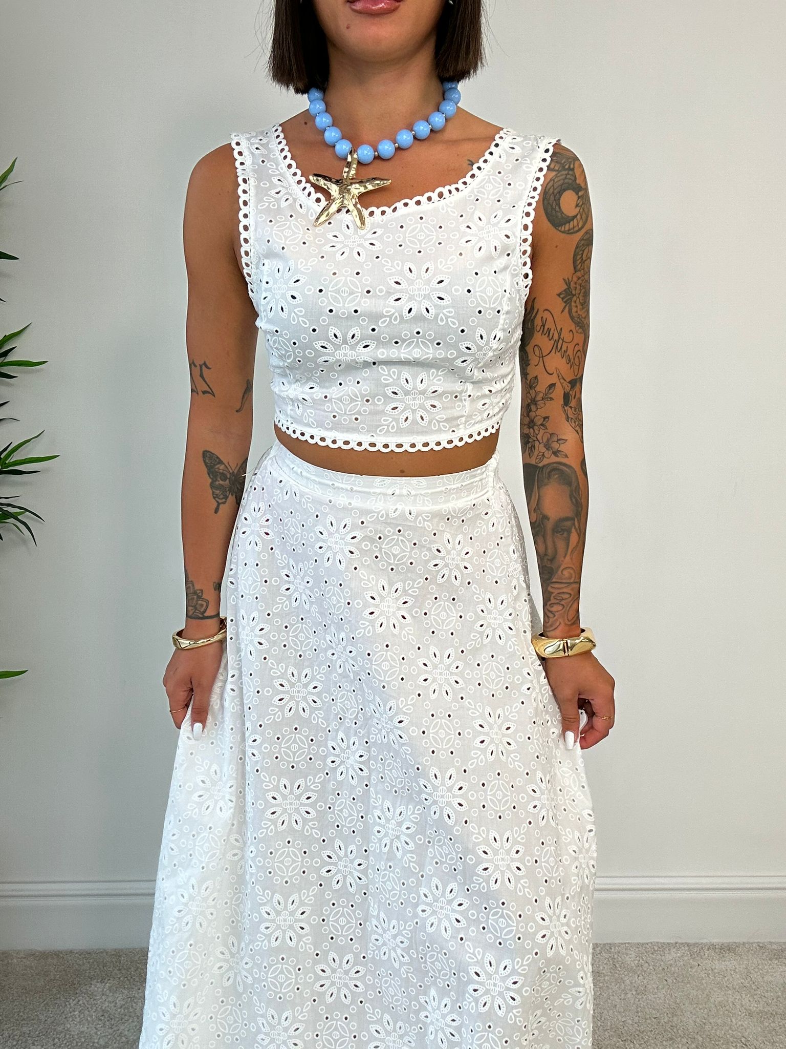 Coordinato Cetara (Top + Gonna) Bianco