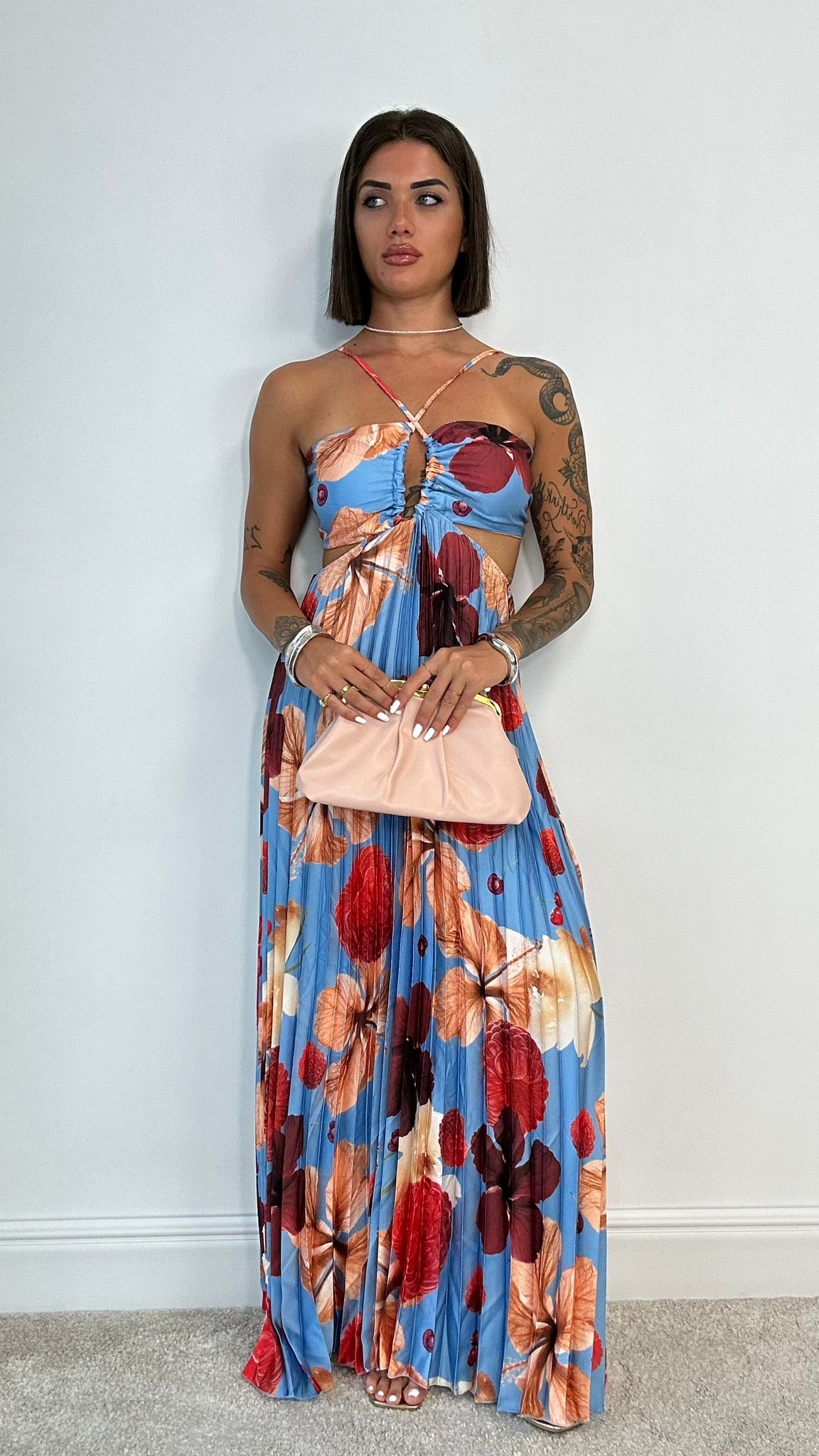 Melissa Plisseekleid - Hellblauer Hintergrund