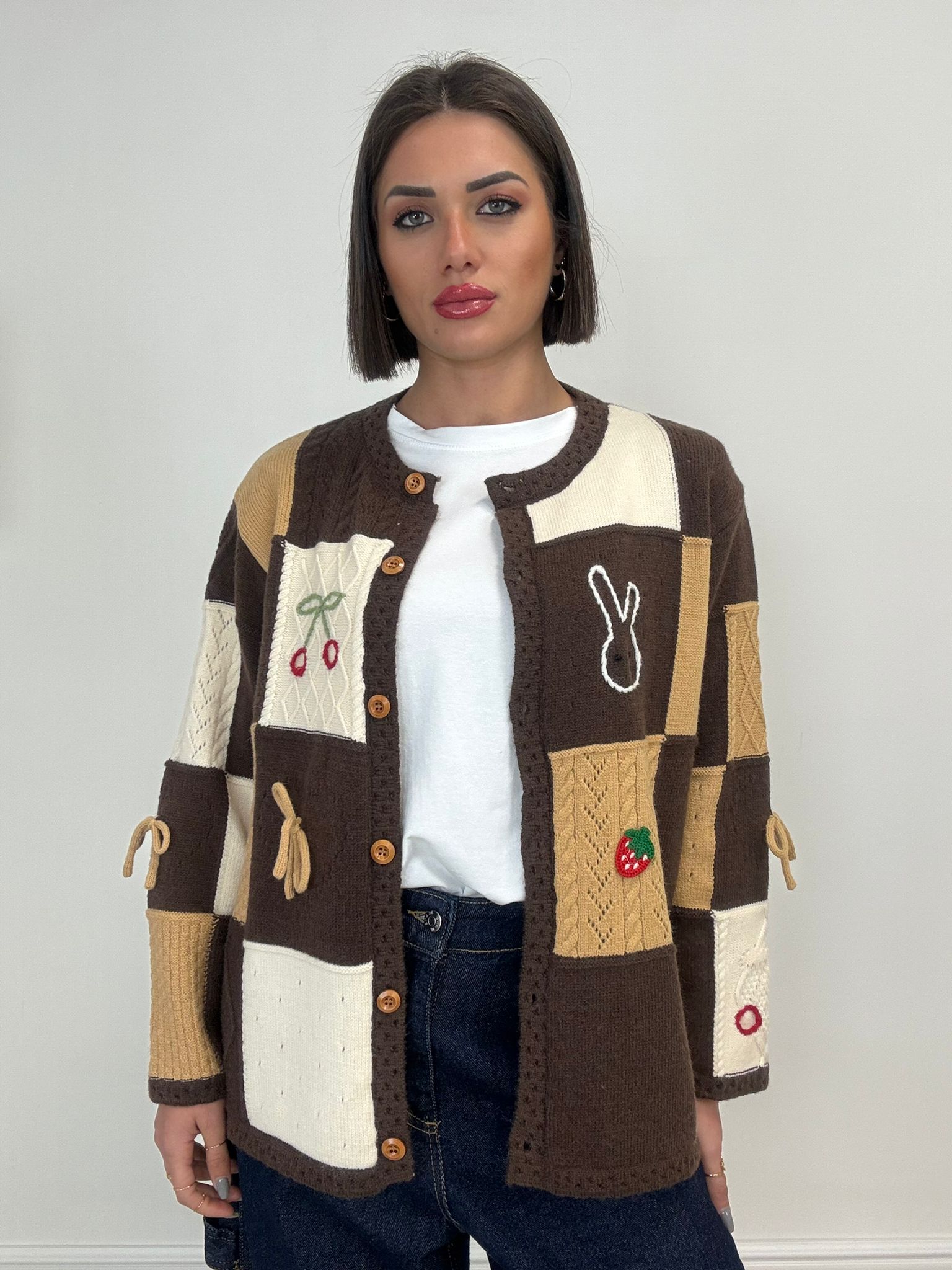 Cardigan Lapin - Carreaux Marron