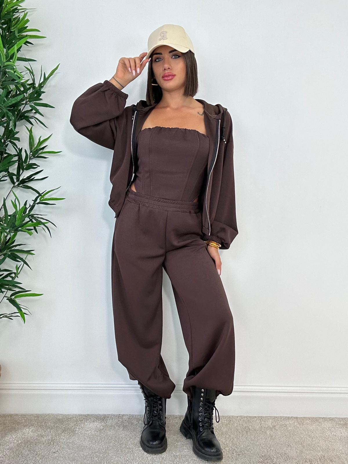 Coordinato Tuta 3 pezzi (Corpetto + Felpa + Pantalone) Marrone