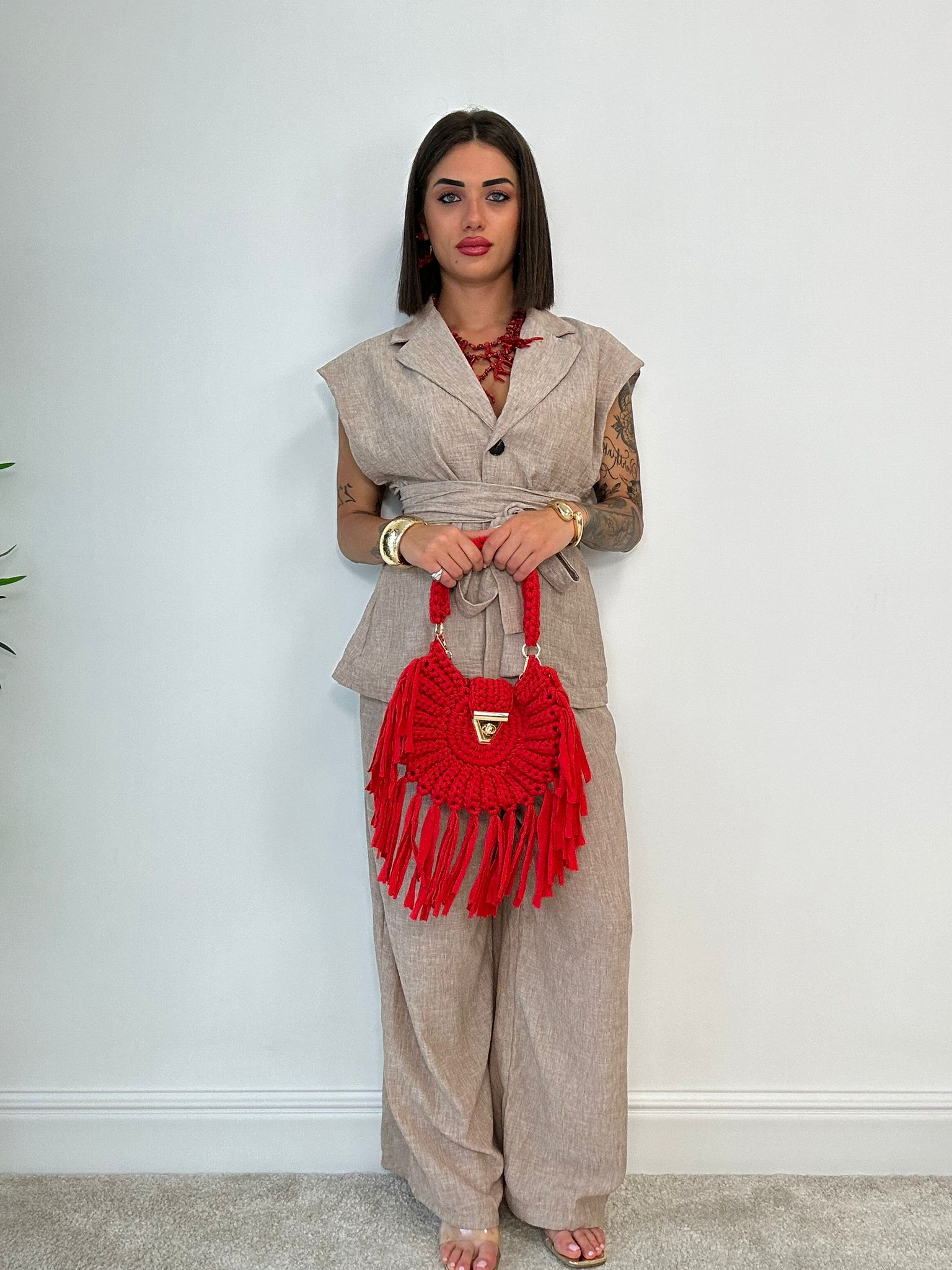 Coordinato Nizza (Blazer Smanicata + Pantalone) Beige