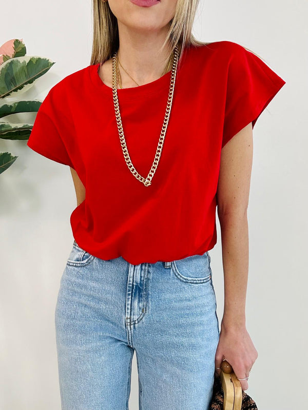 T-shirt Crop con catena - Rosso