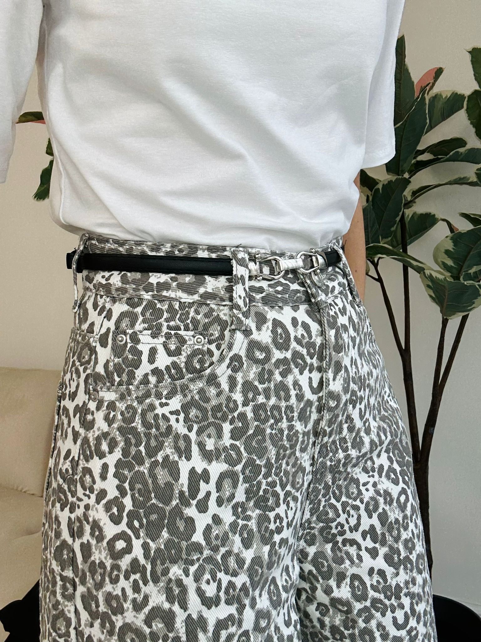 Ceinture avec crochet argenté - Noir