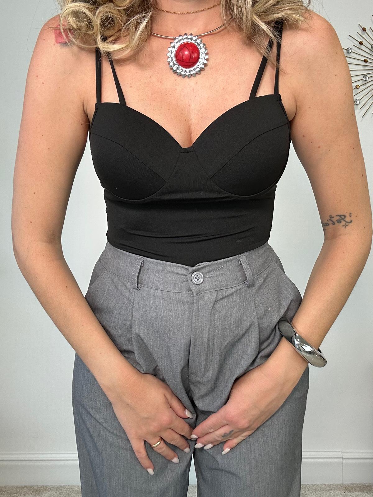Body con coppe - Nero