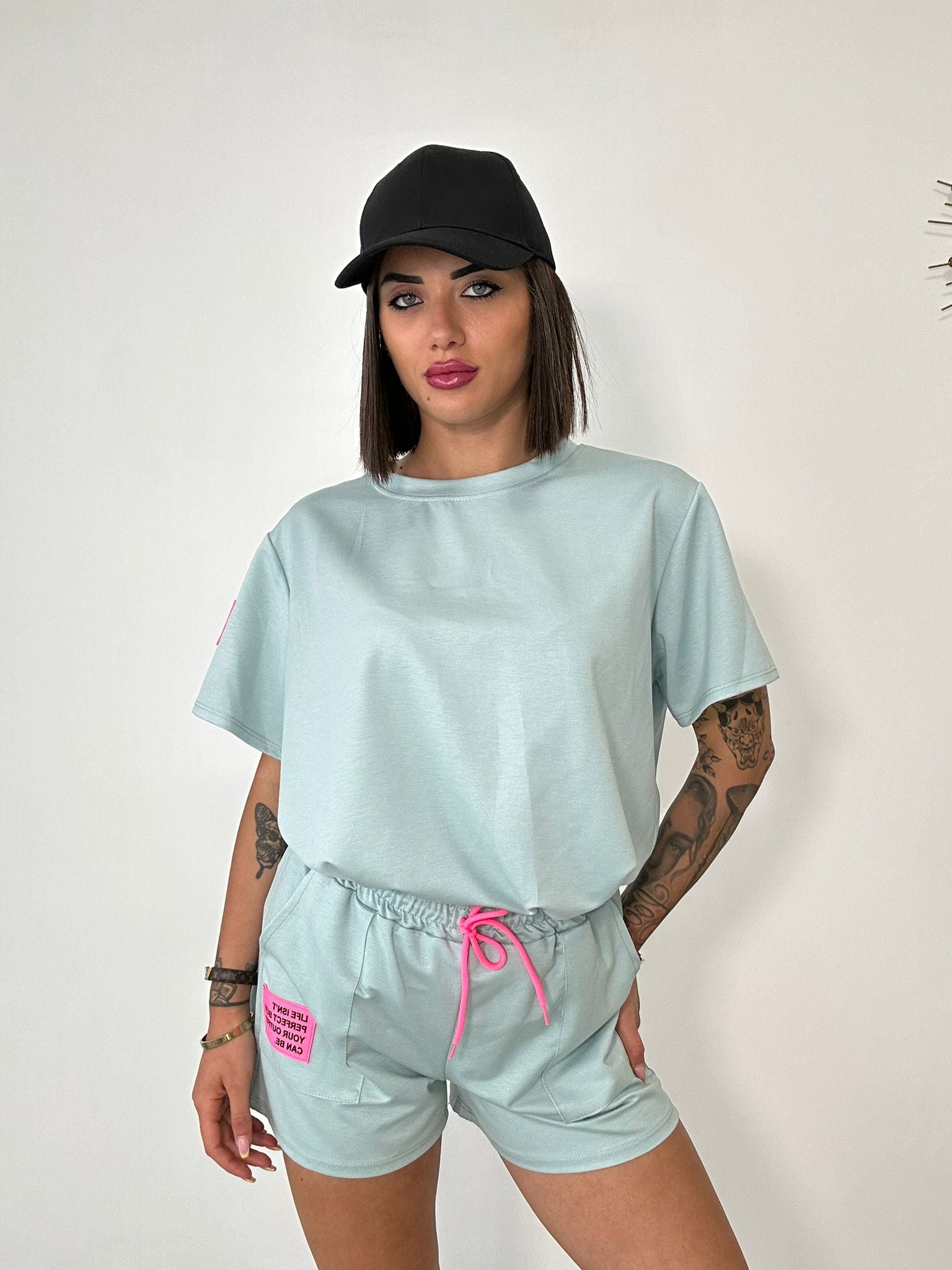 Coordinato sportivo ( Pantaloncino + T-Shirt ) - Verde salvia