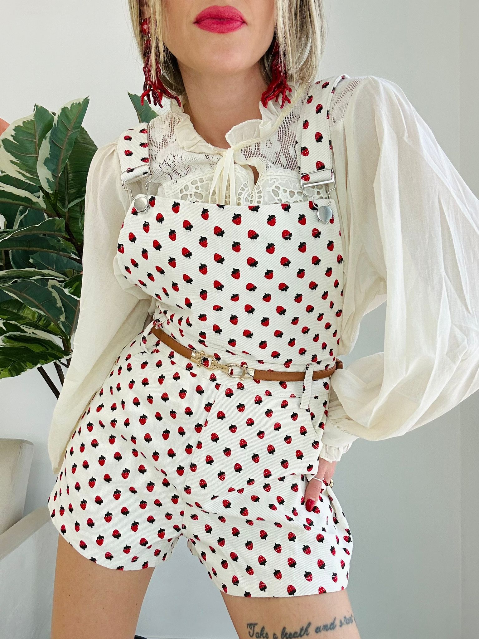 Salopette Fragola - Panna DISPONIBILE L