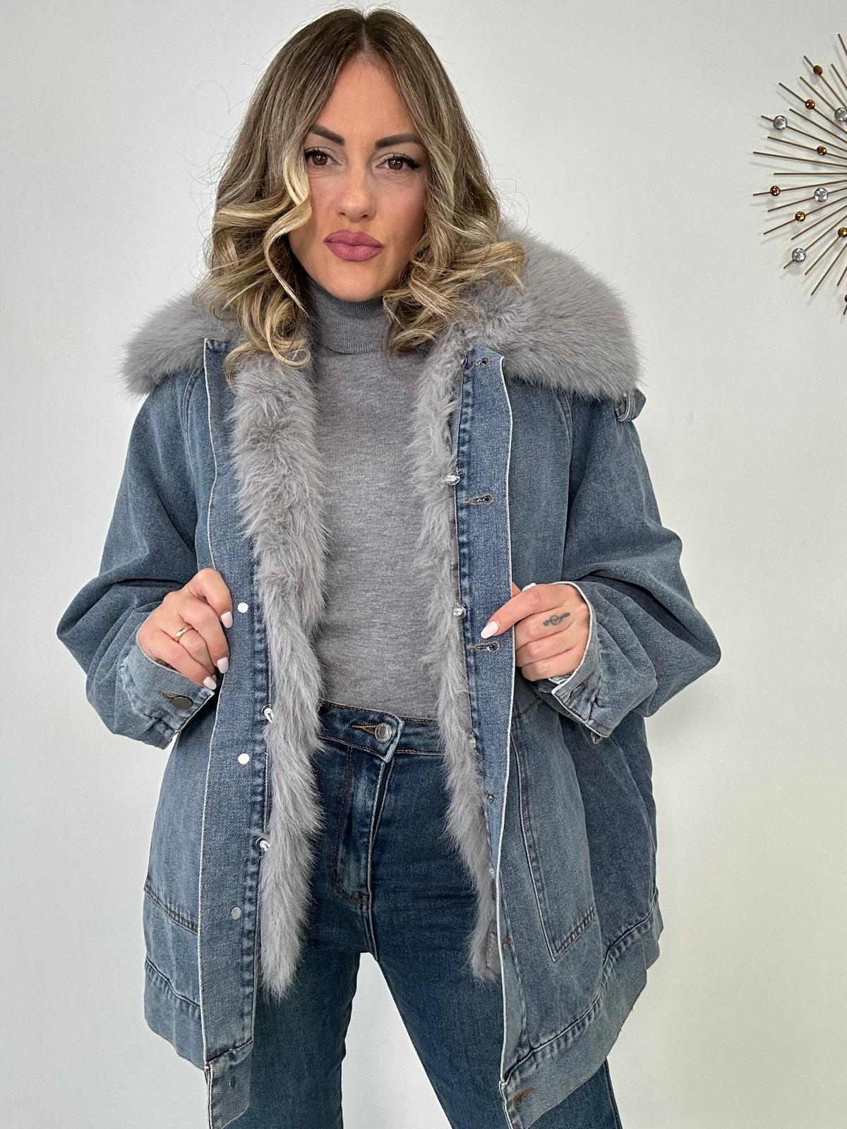 Giacca di jeans con ecopelliccia 6373