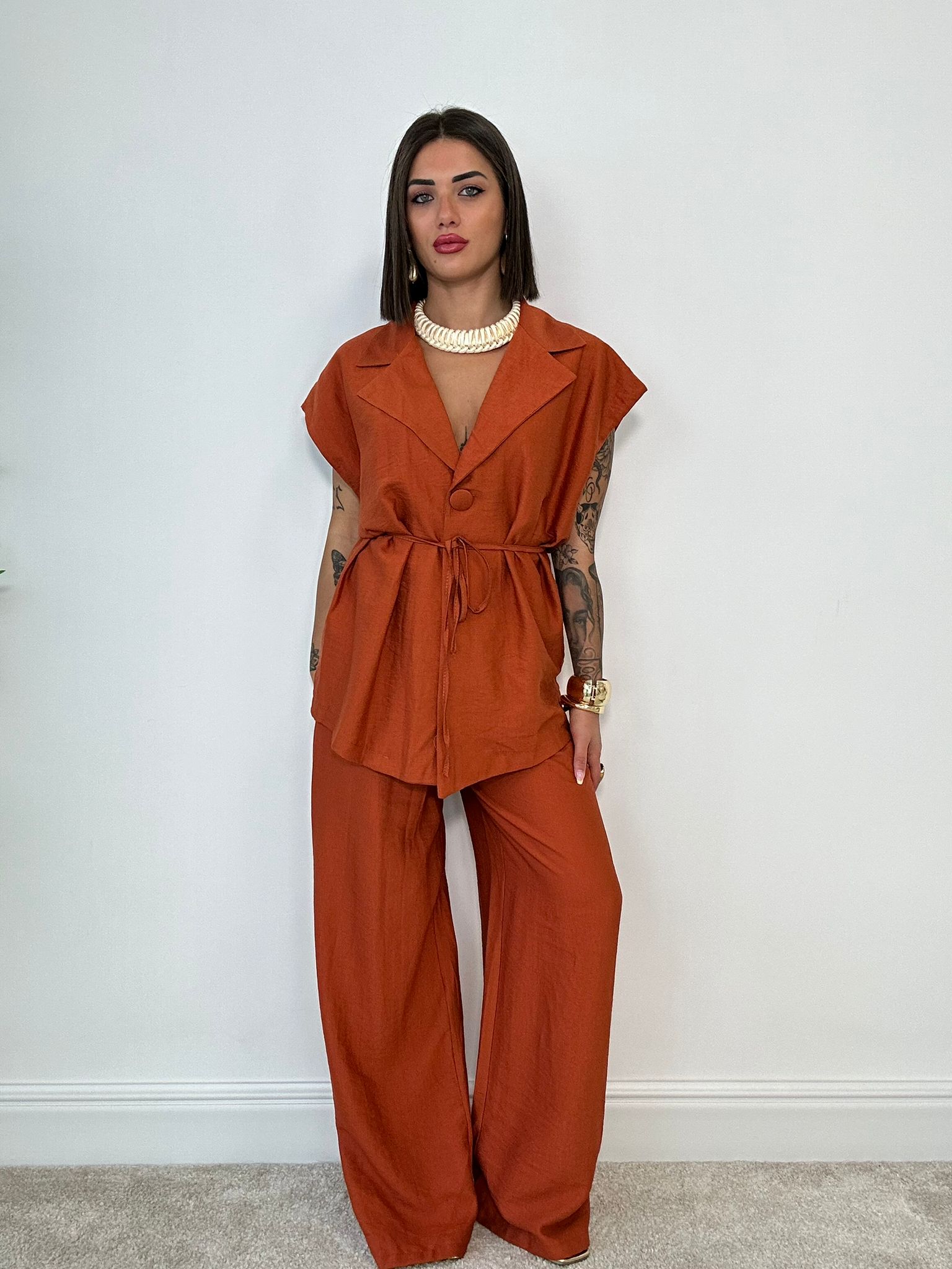 Coordinato Bahamas (Giacca Smanicata + Pantalone) Coccio