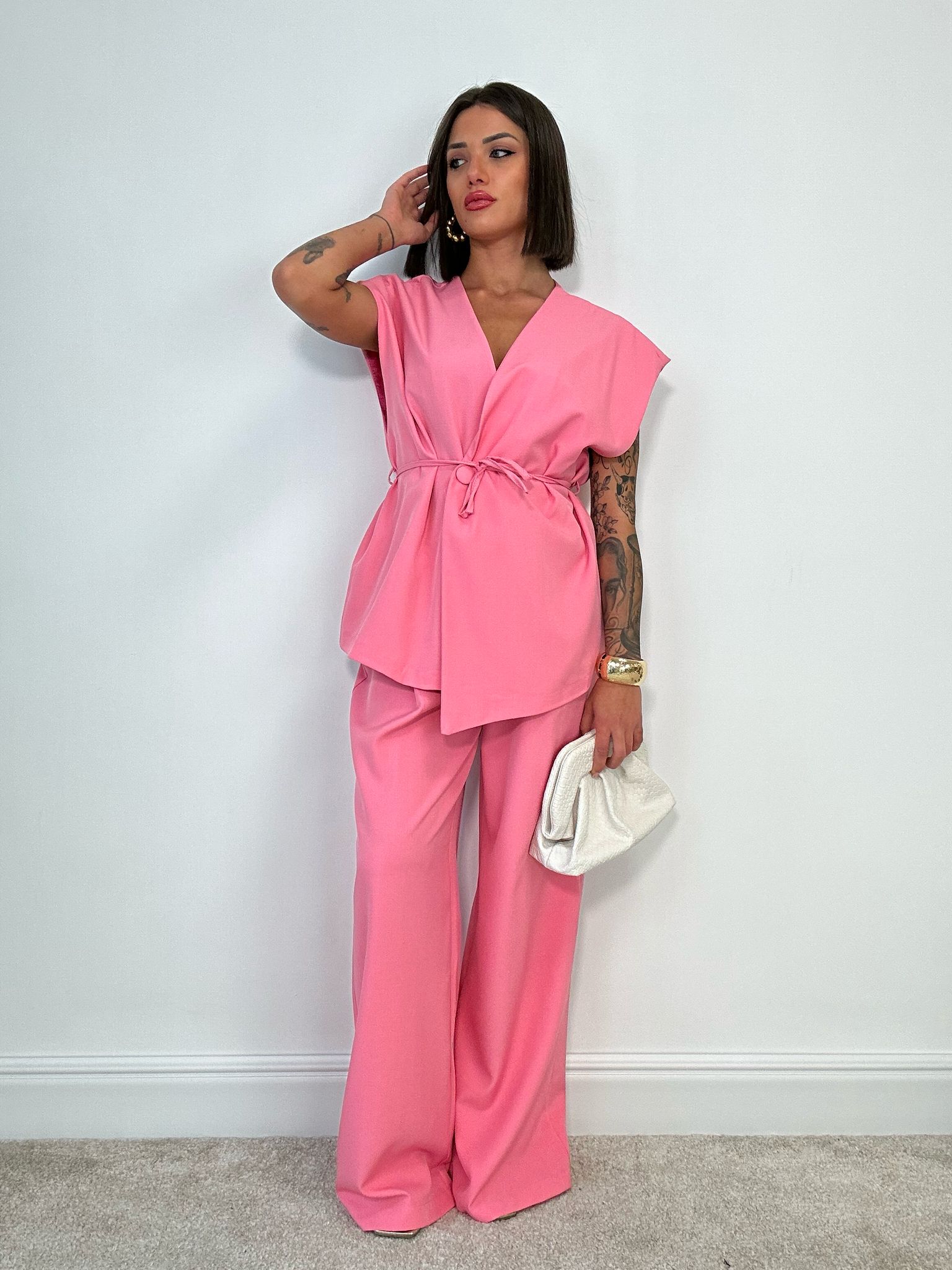Coordinato Malaga (Giacca Smanicata+ Pantalone) Rosa Scuro