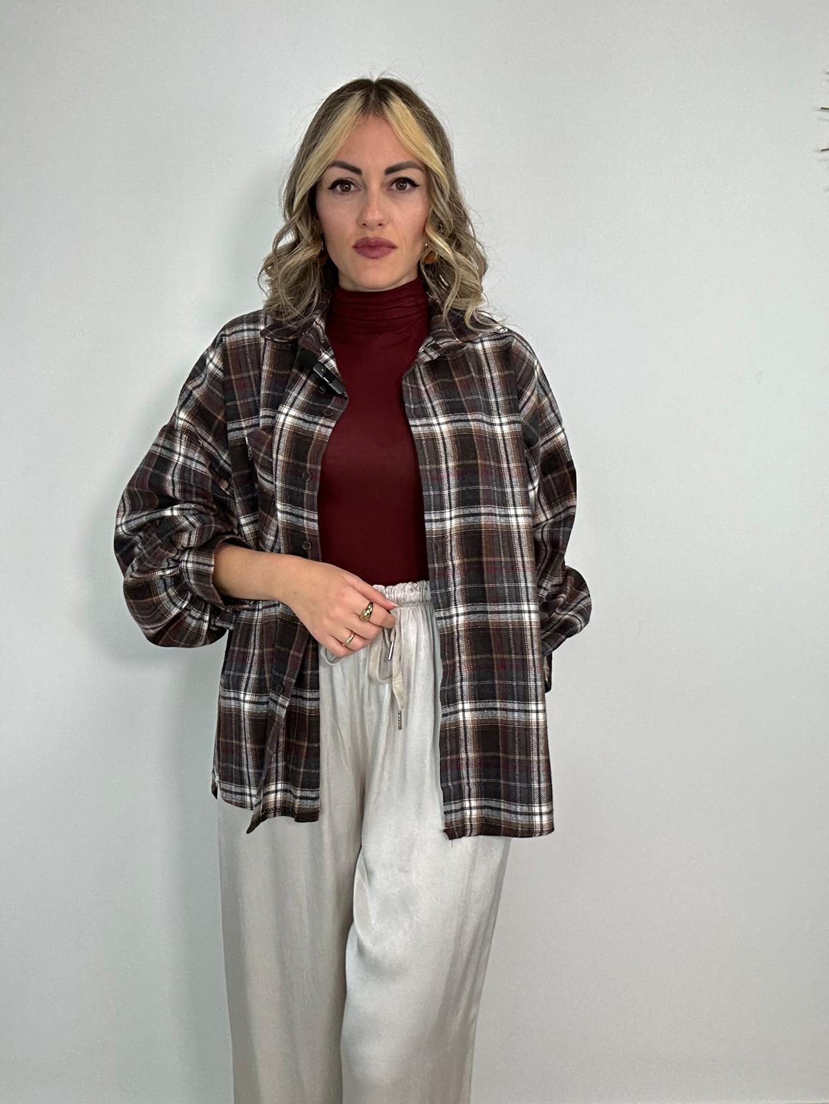 Camicia 24616 - Marrone e Bordeaux