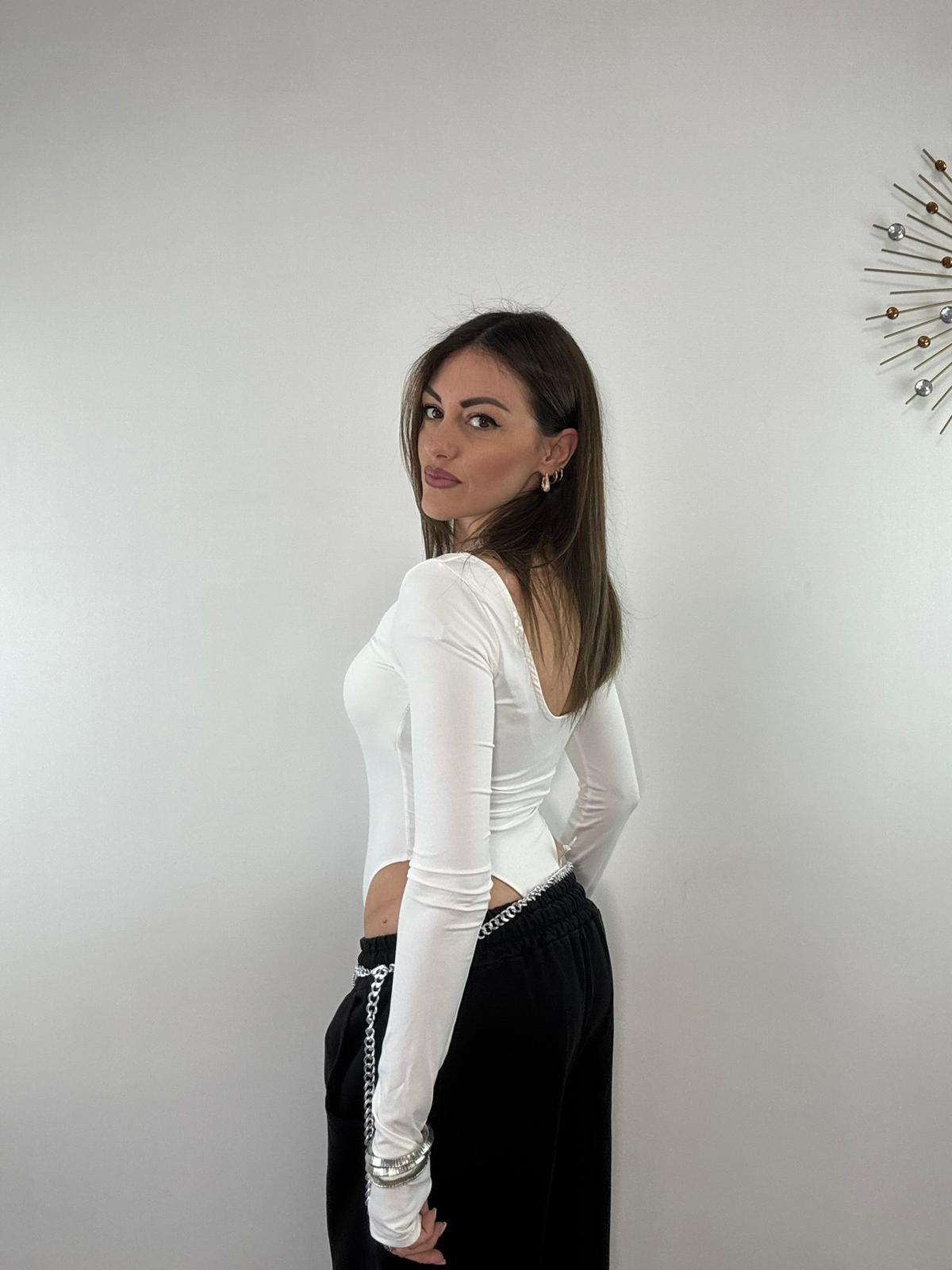 Body 13377 scollo rotondo - Bianco