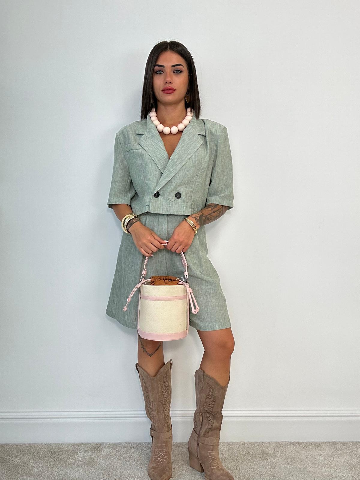 Coordinato Valencia (Blazer Crop + Pantaloncino) Verde
