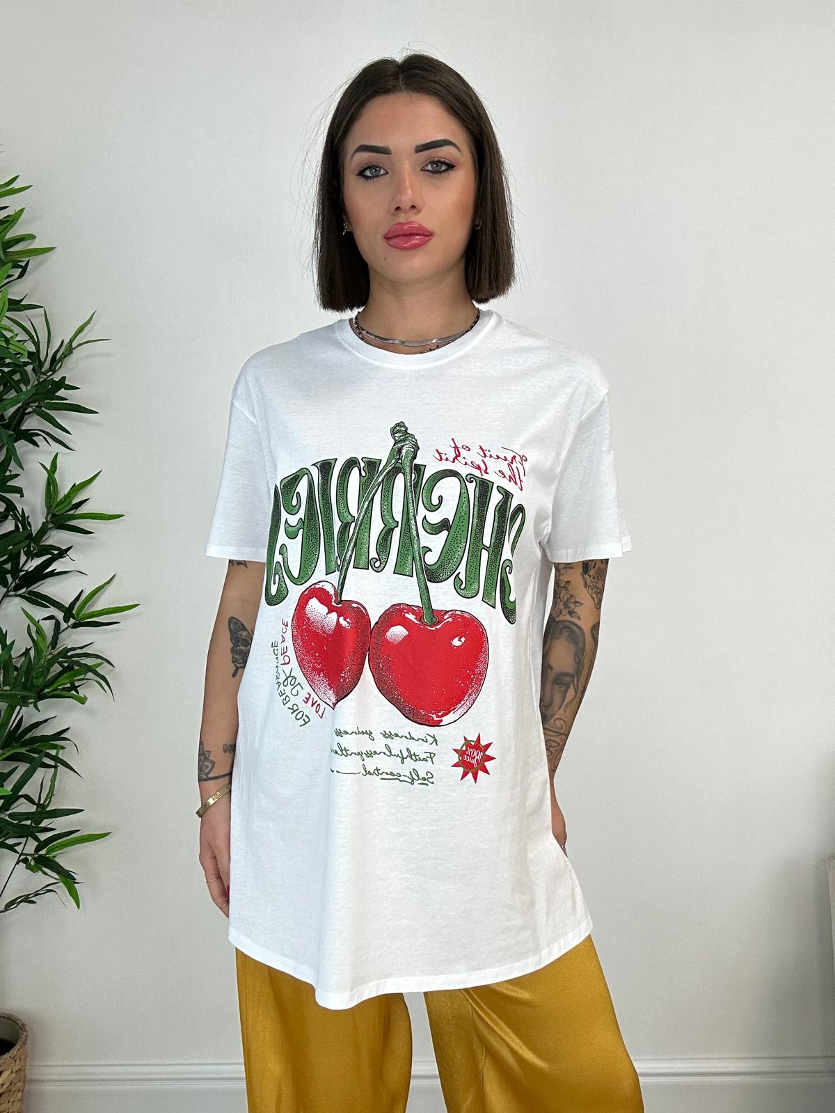 T-shirt Cerises - Blanc