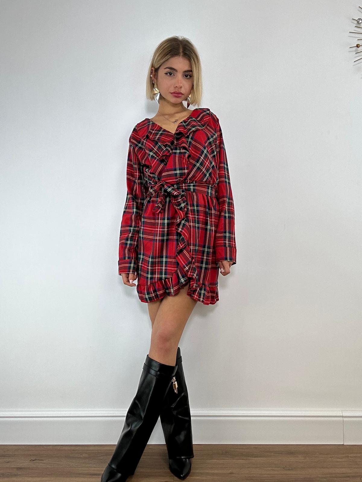 Abito Tartan a Portafoglio - Rosso