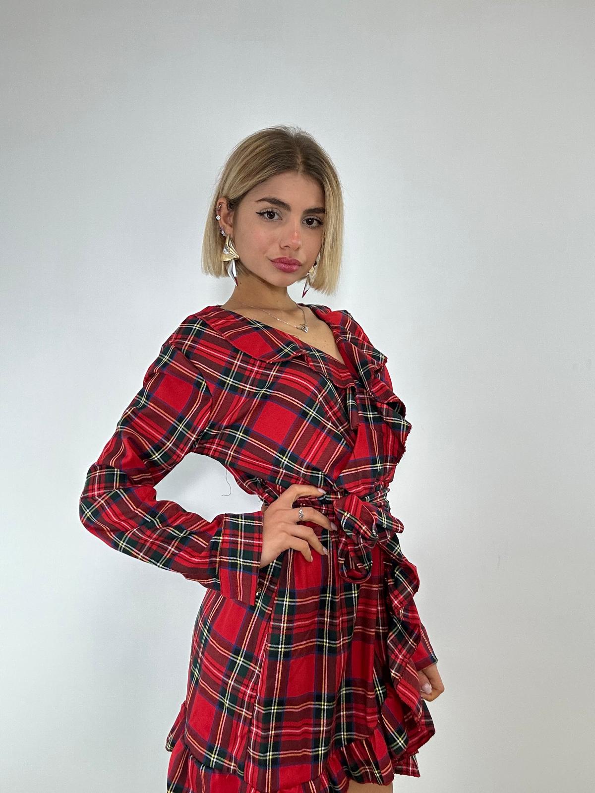 Abito Tartan a Portafoglio - Rosso