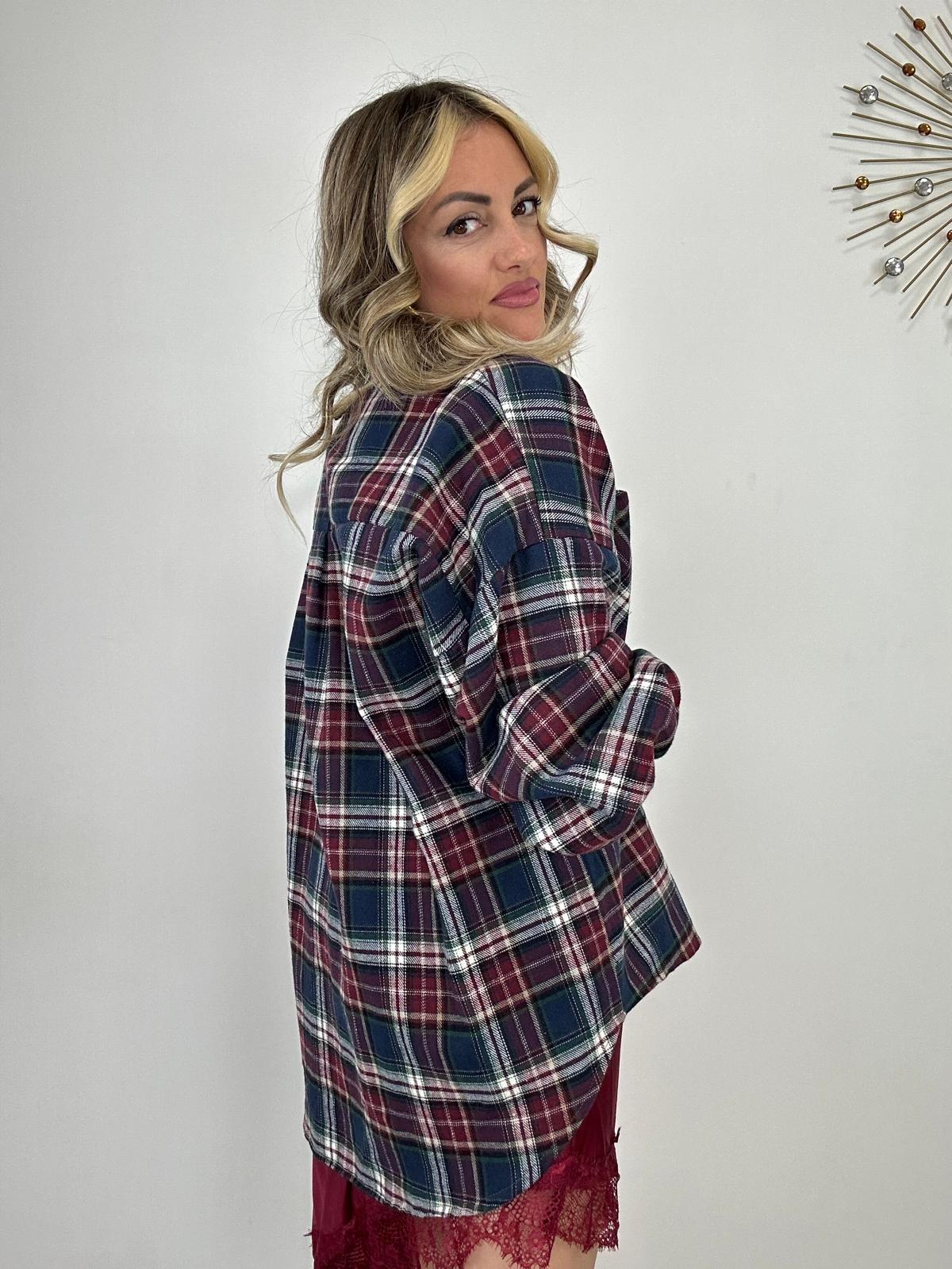 Camicia scozzese 24616 - Blu/Bordeaux