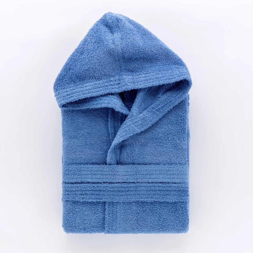 Accappatoio in spugna con cappuccio MY - Azzurro