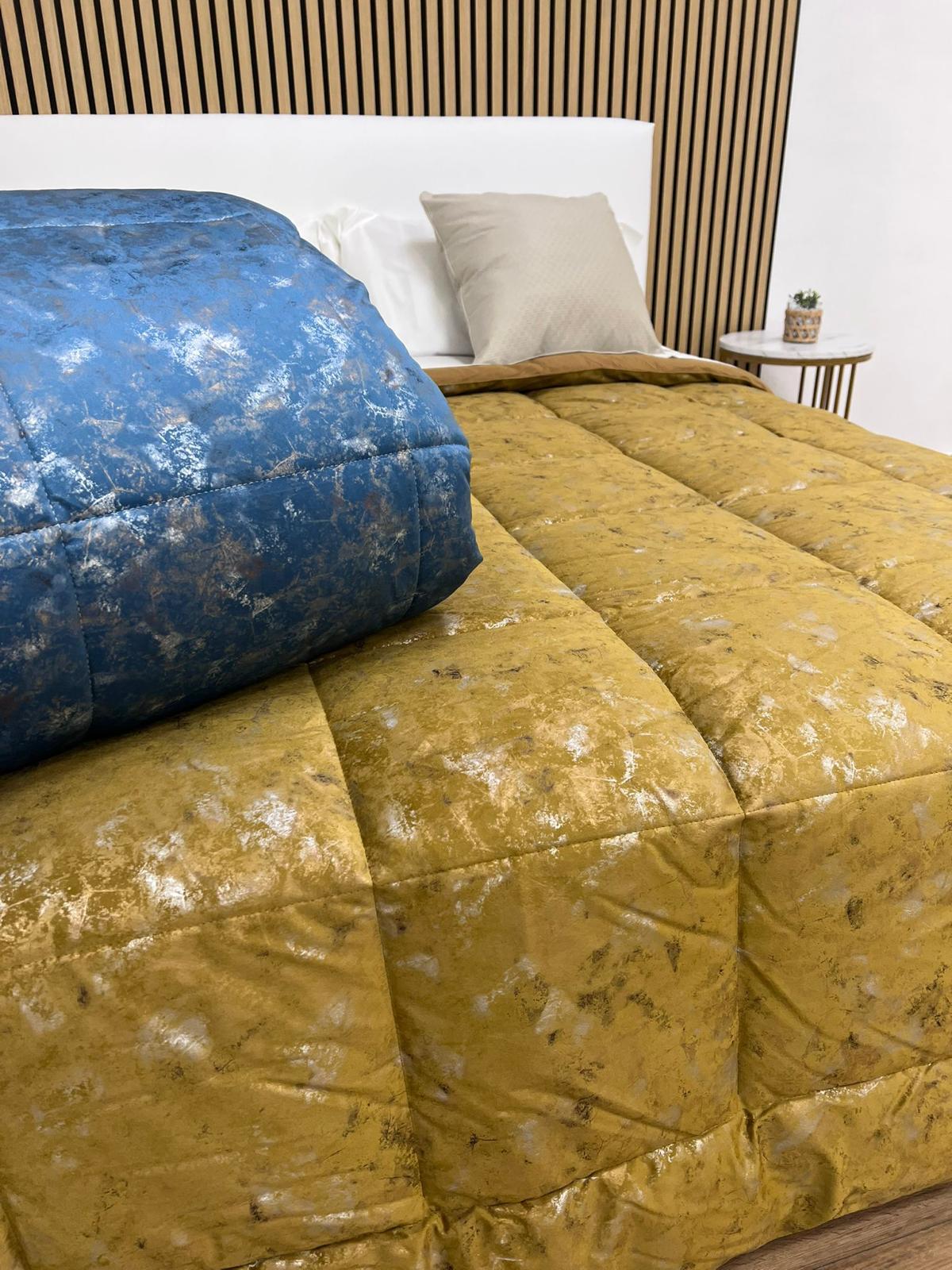 Trapunta matrimoniale in velluto Riad- Oro