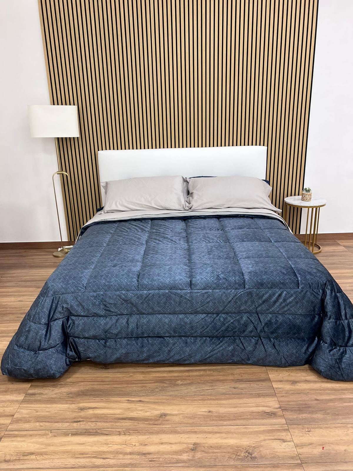 Trapunta matrimoniale in velluto Rey - Blu Lava