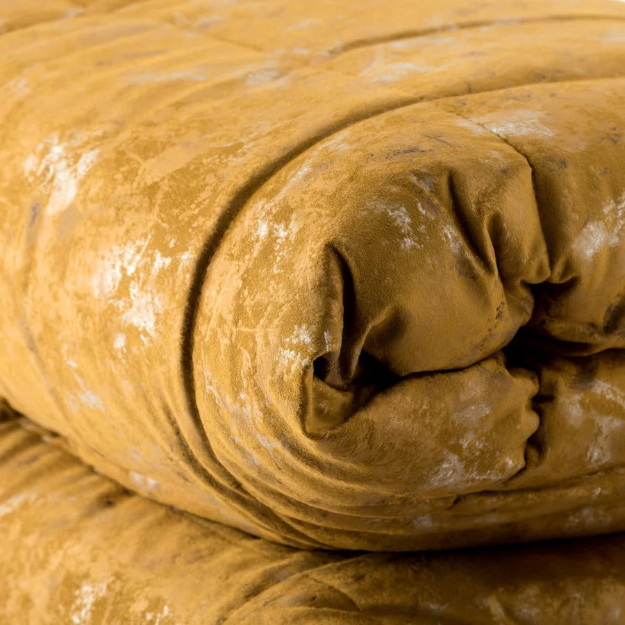 Trapunta matrimoniale in velluto Riad- Oro