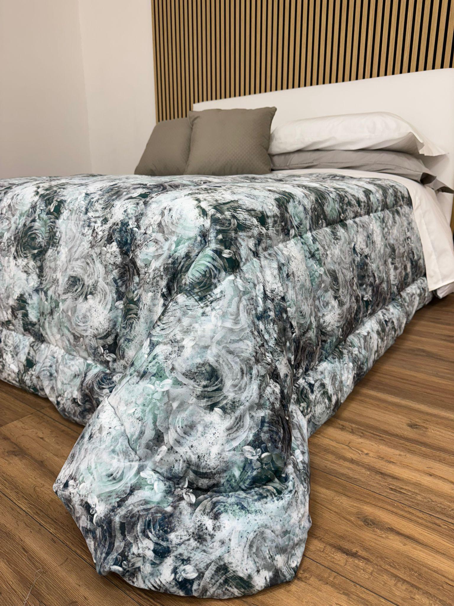 Trapunta matrimoniale in velluto Melissa - Ottanio