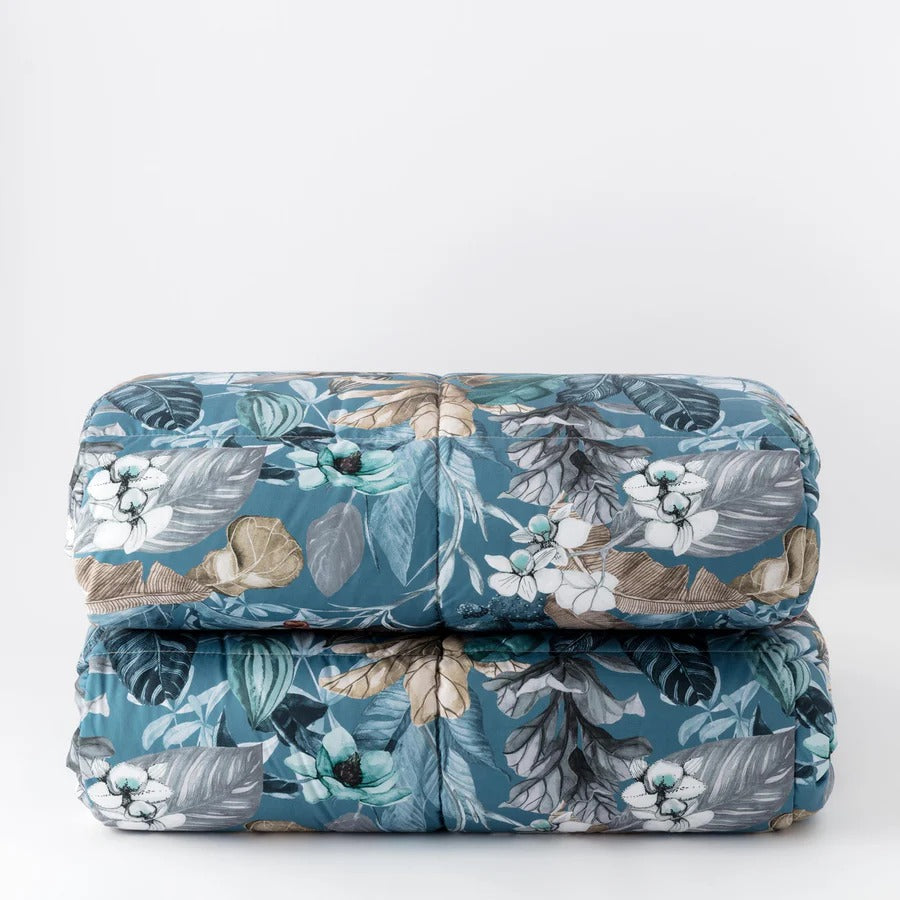 Trapunta matrimoniale Floreal in velluto - Ottanio