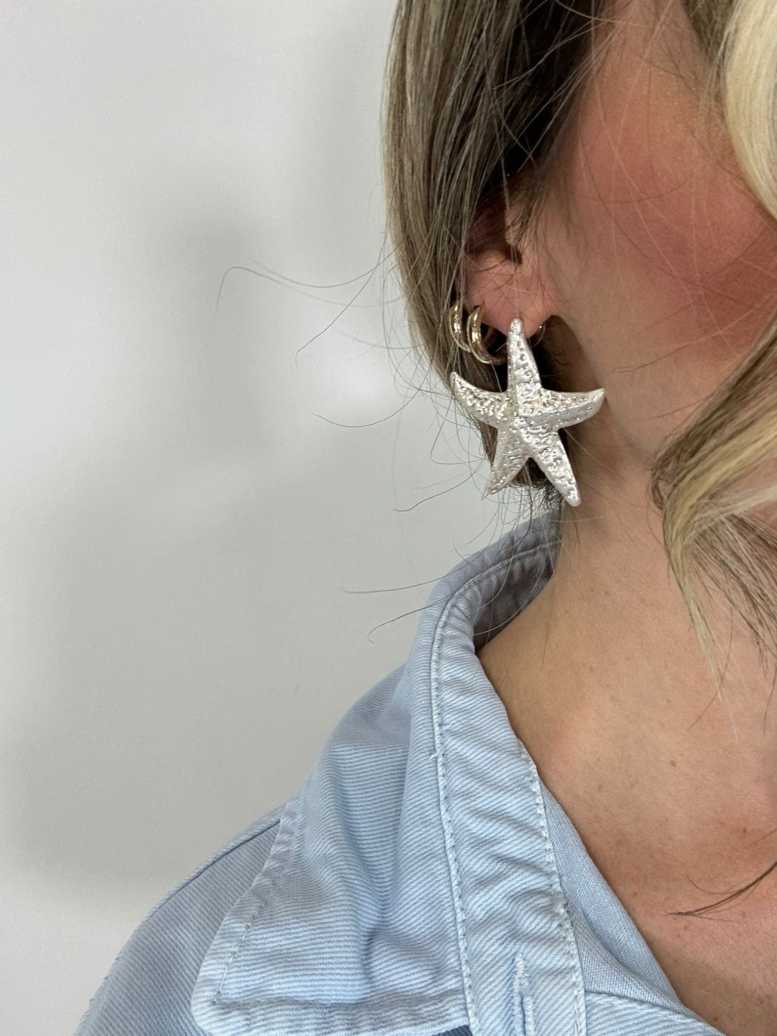 Orecchini stella marina - Argentati