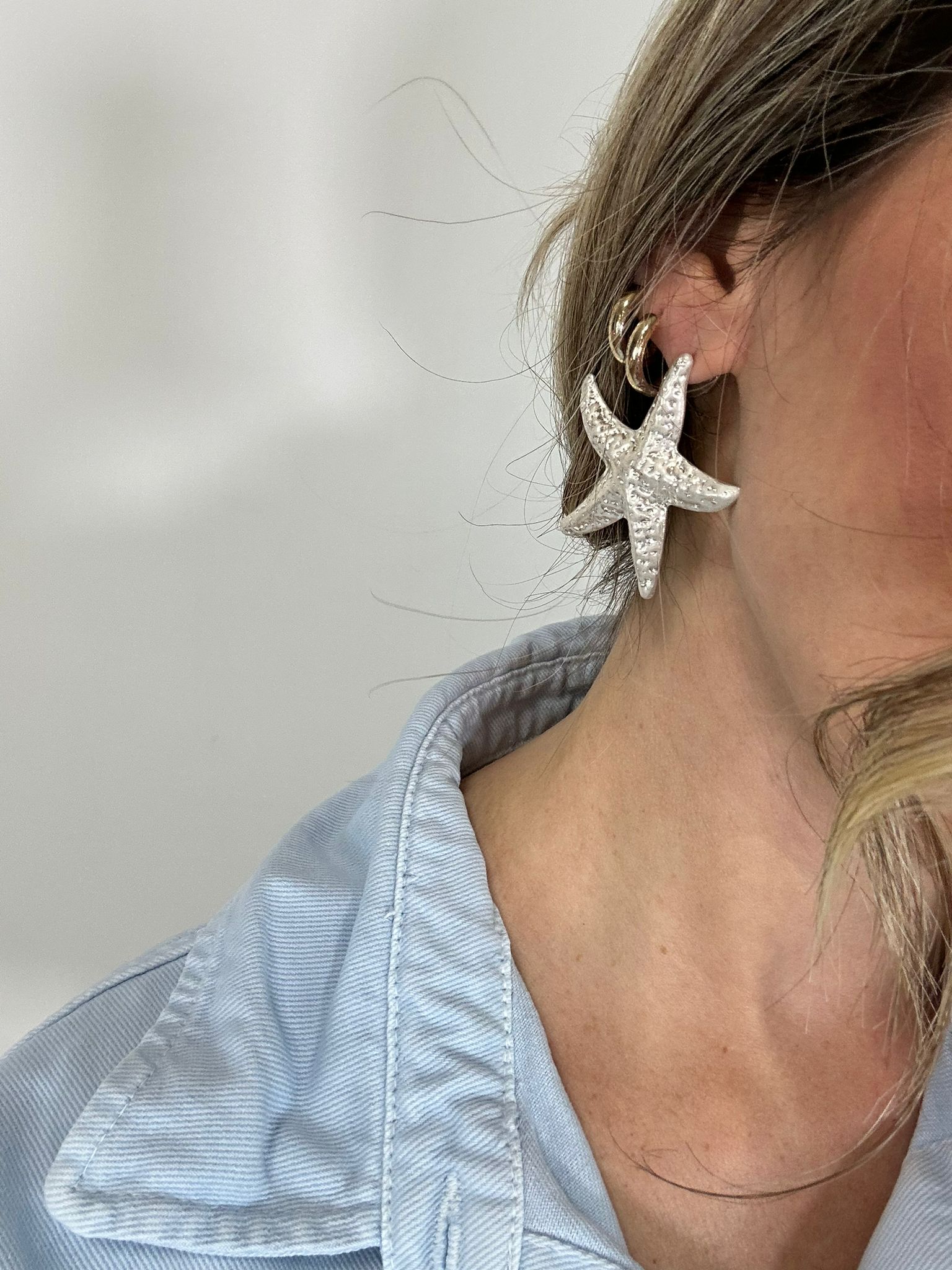 Orecchini stella marina - Argentati