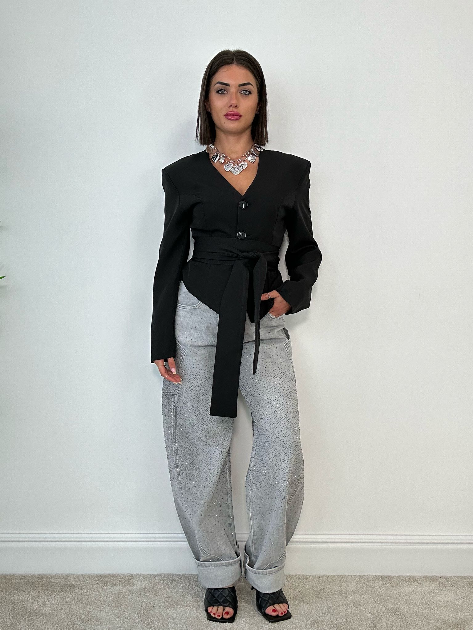 Giacca Senza Collo - Nero