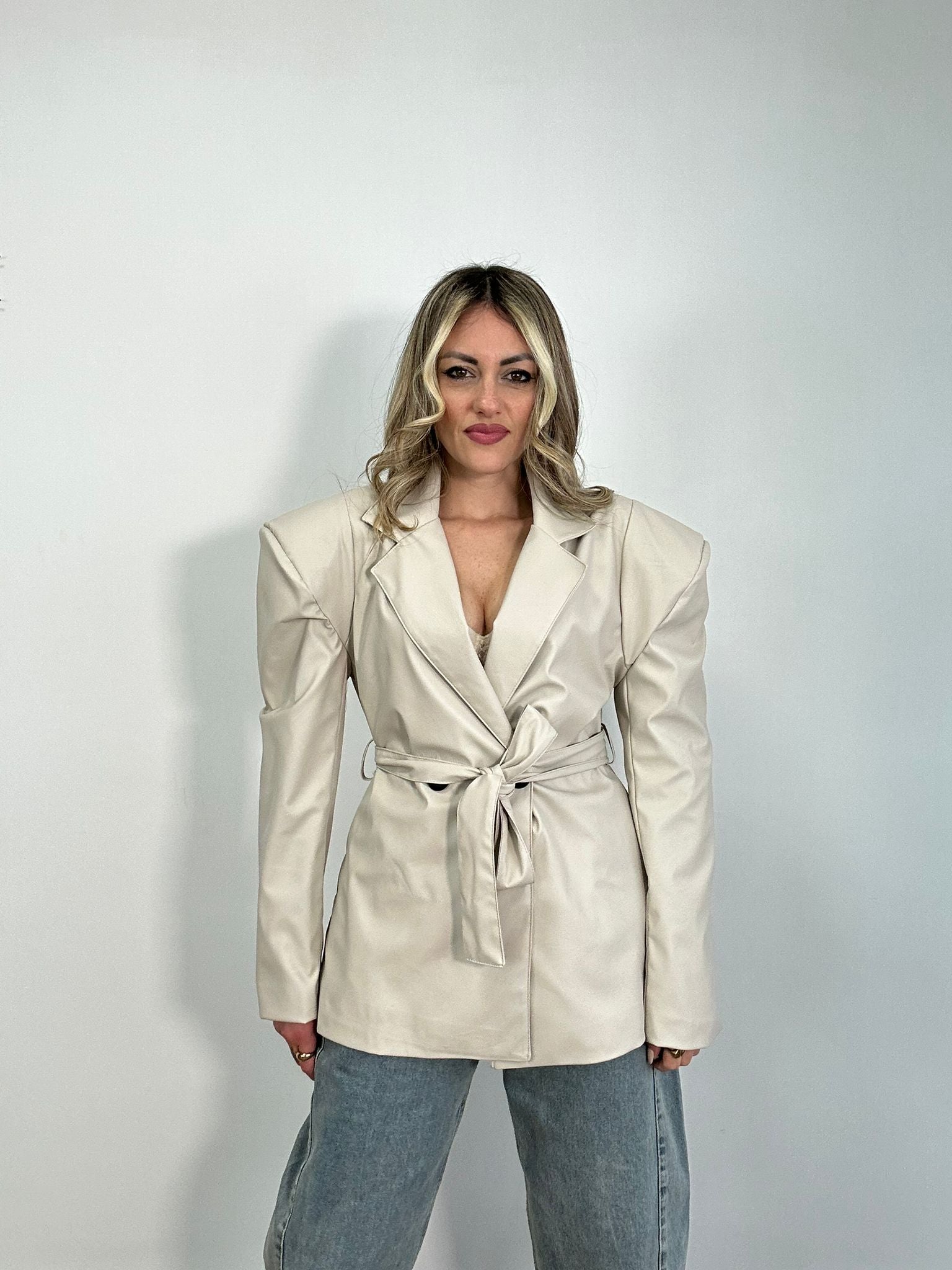 Blazer In Ecopelle C30 - Panna