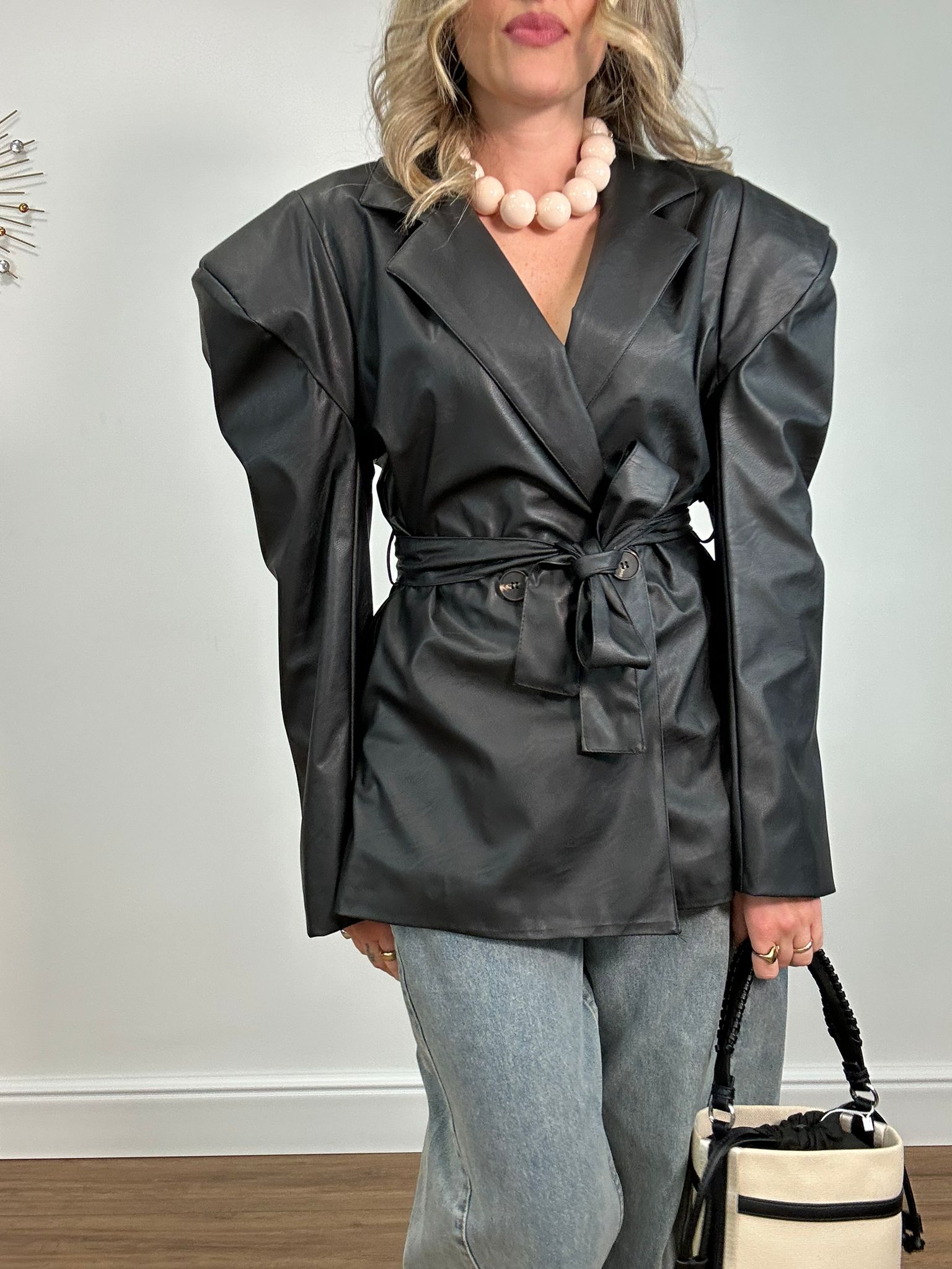 Giacca in ecopelle - Nero