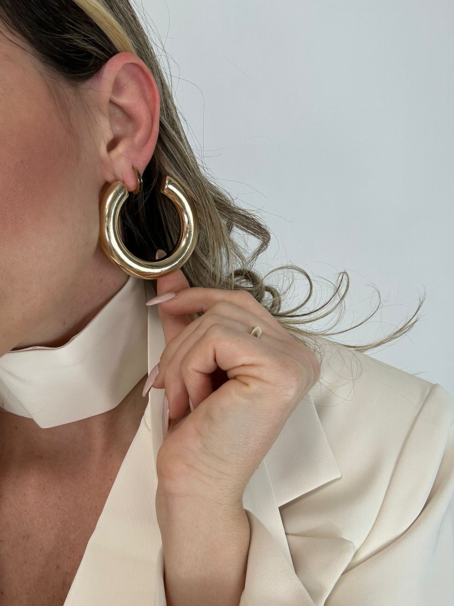 Orecchini a semi cerchio bombati - Oro