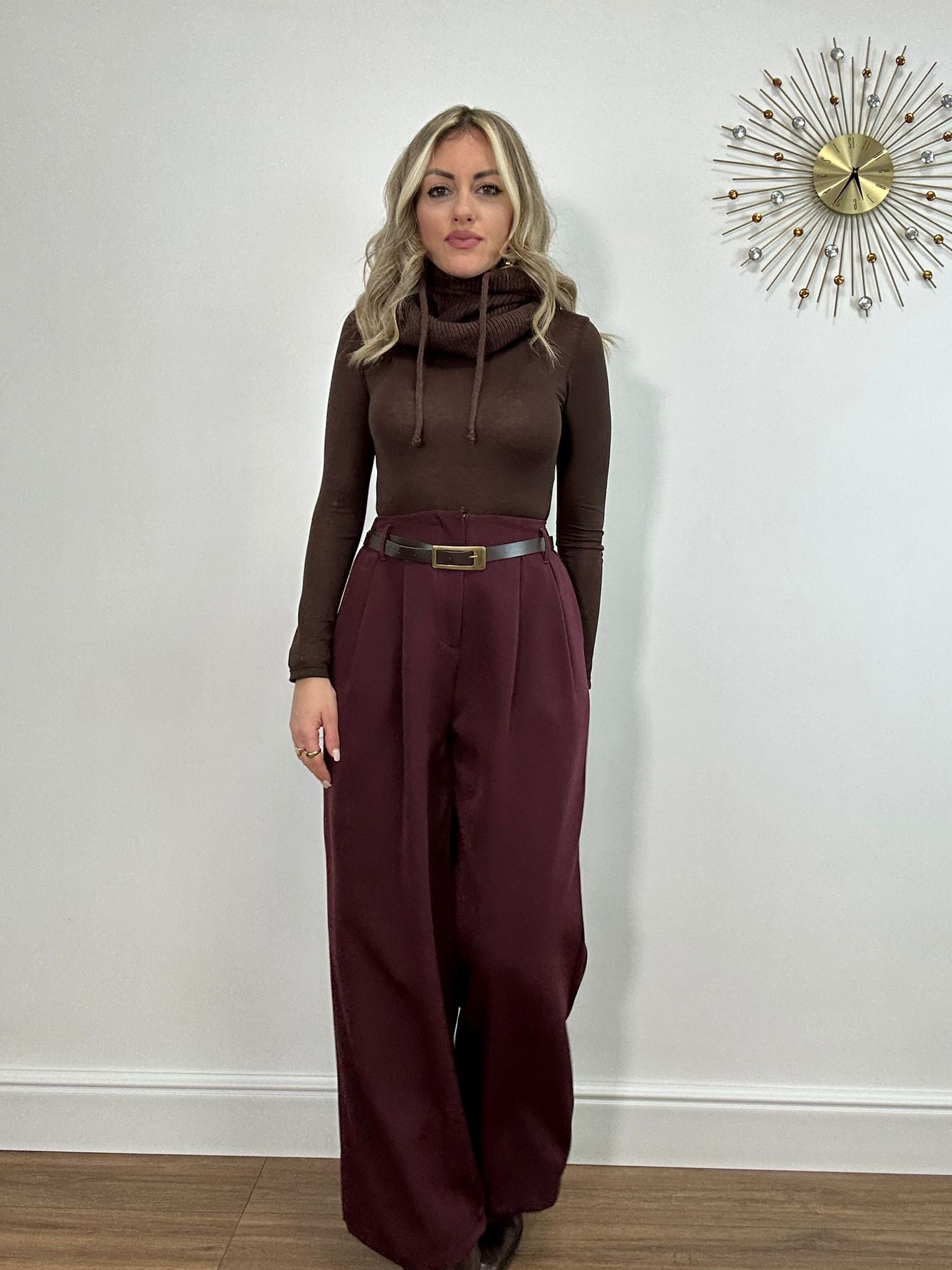 Pantalone 2323 a palazzo  - Bordeaux