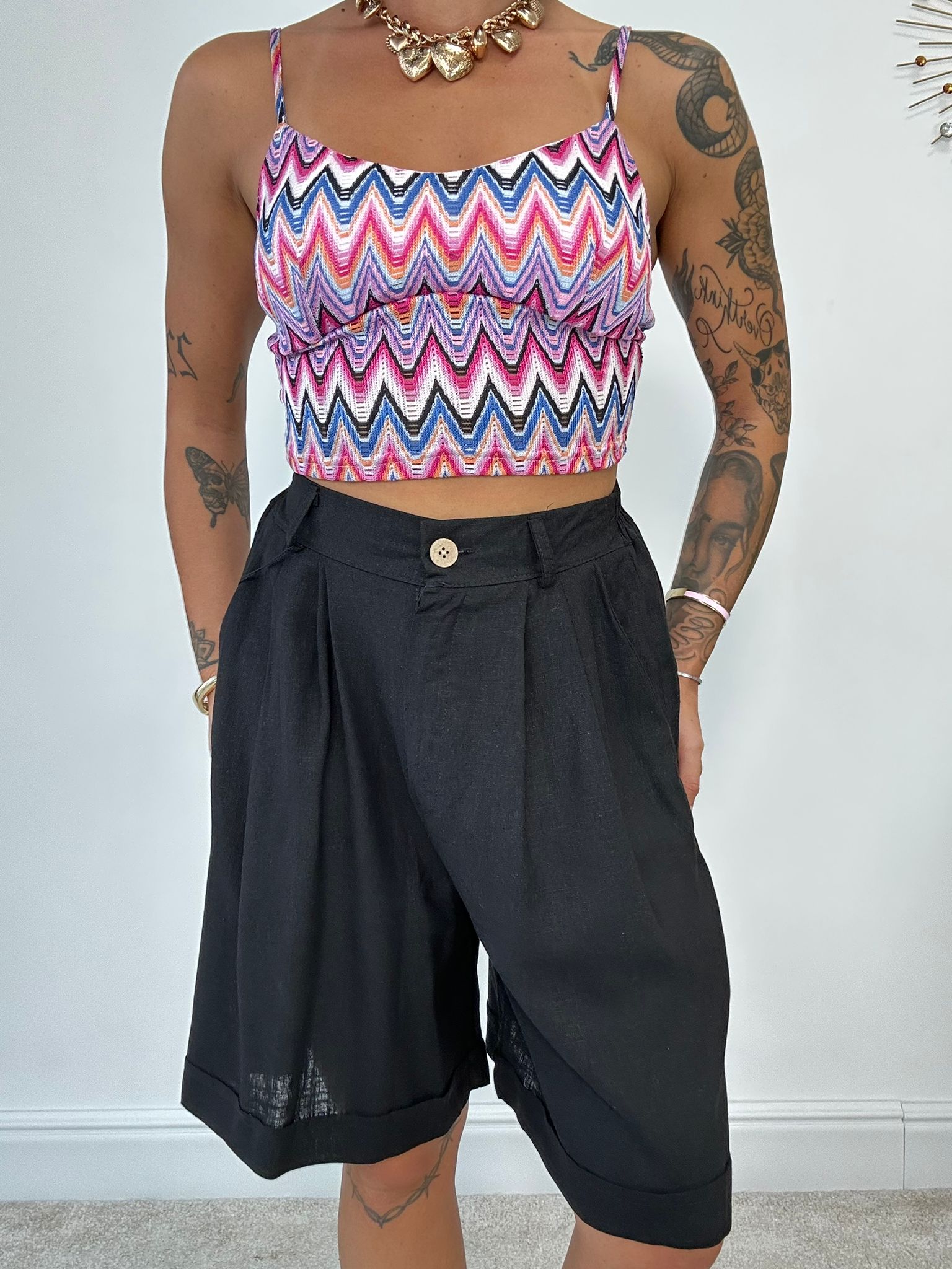 Pantaloncino Bermuda in Lino - Nero