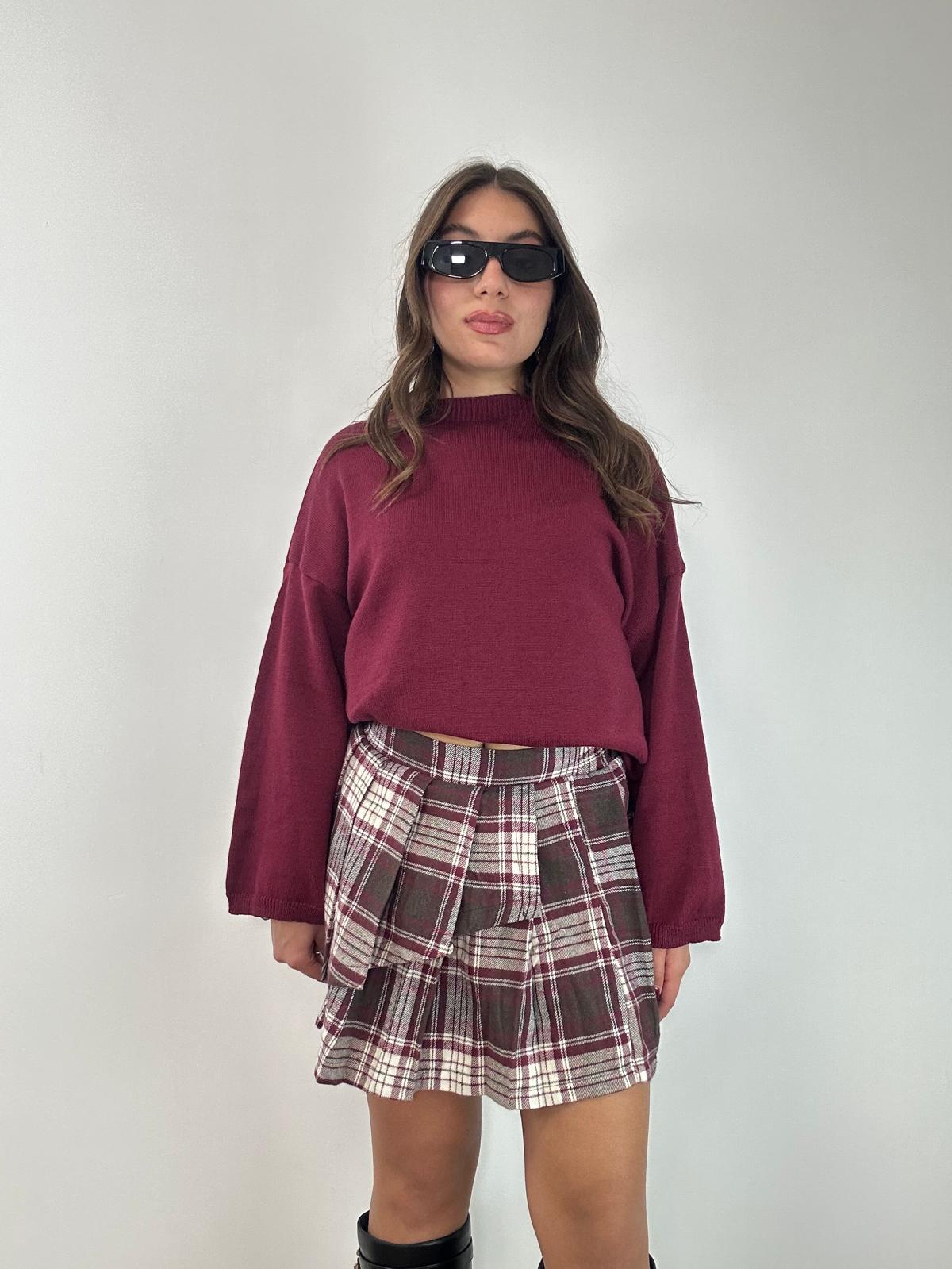 Gonna a quadri 25755 - Marrone e Bordeaux