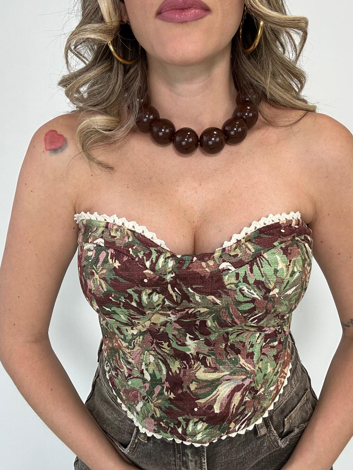 Collana con perle grandi - Marrone