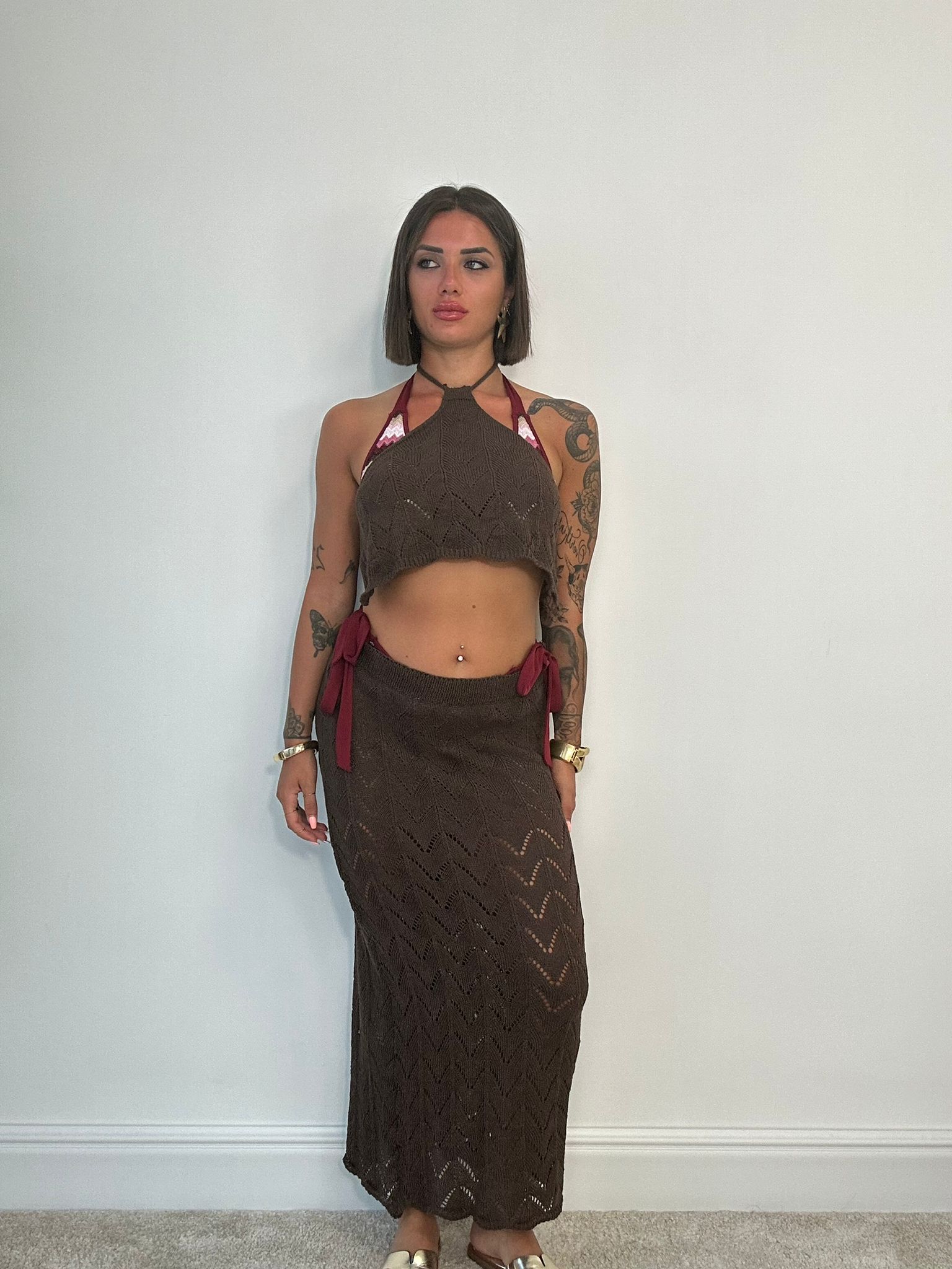 Coordinato Copricostume Ventotene (Top + Gonna) Marrone
