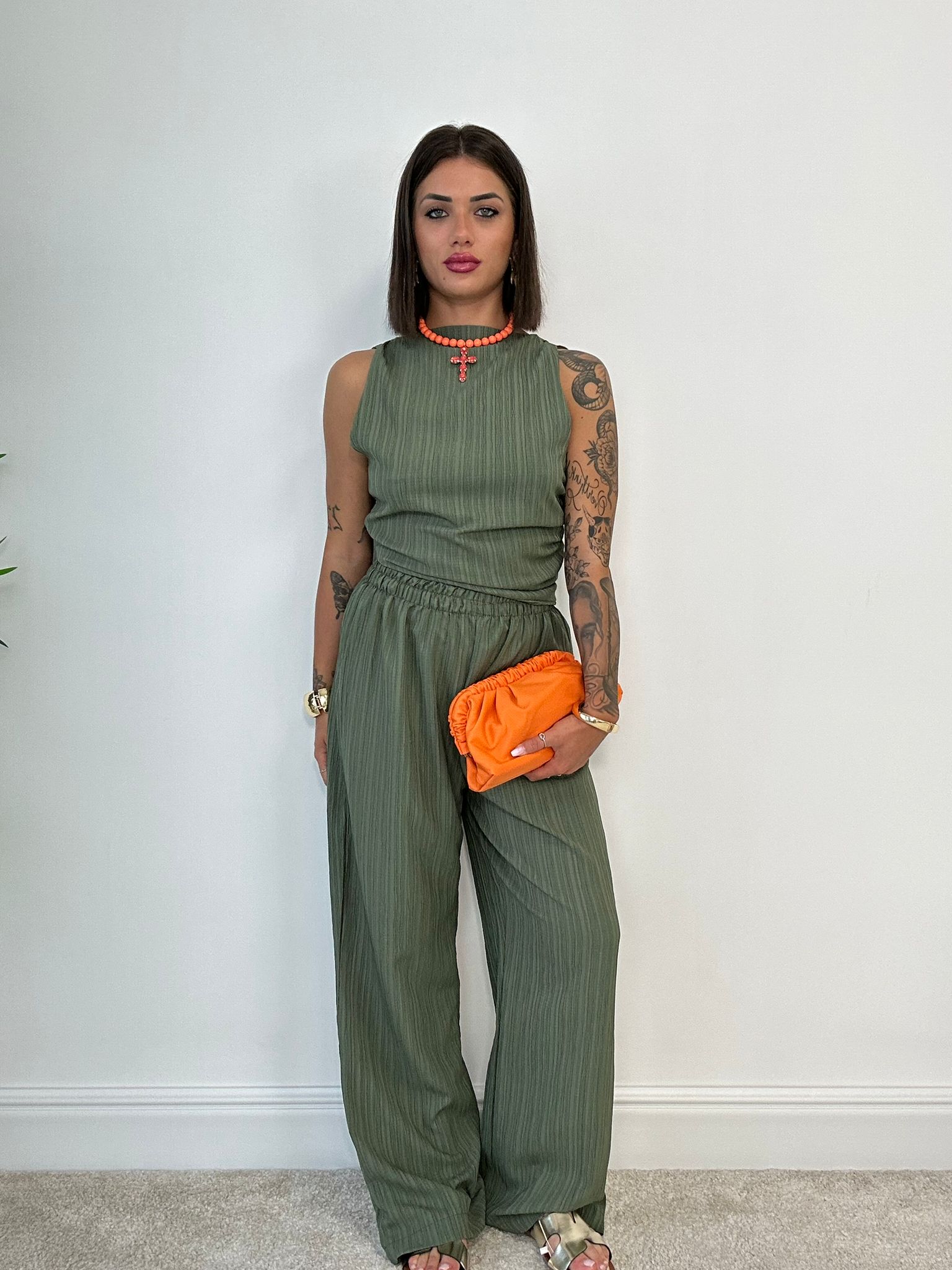 Coordinato Simona (Top + Pantalone) Verde